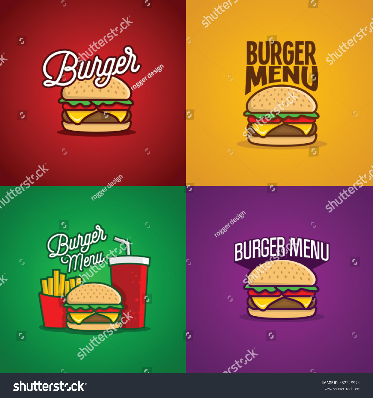 Burger Vector Set Stock Vector (Royalty Free) 352728974