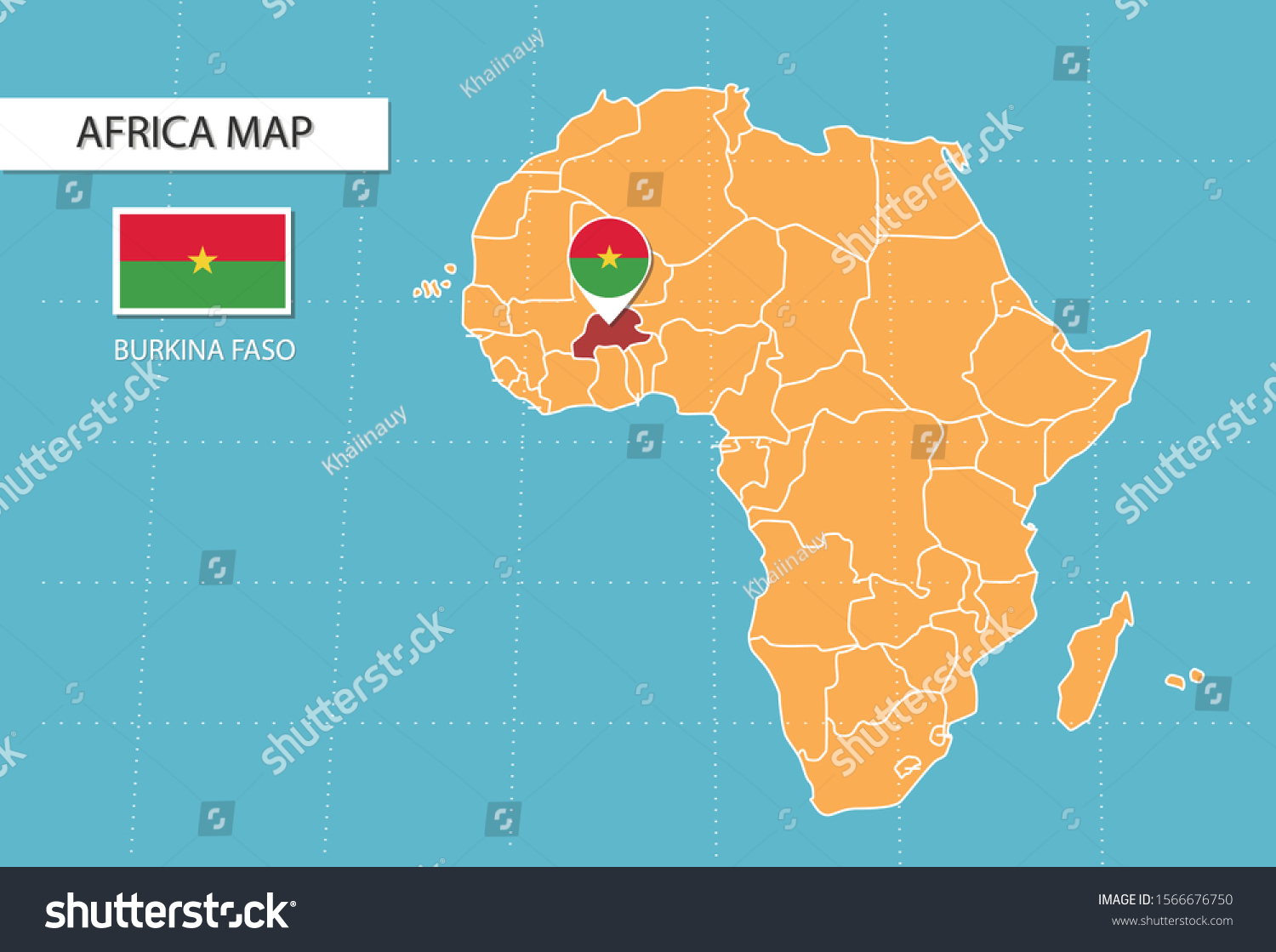 Burkina Faso Map Africa Icons Showing Stock Vector Royalty Free