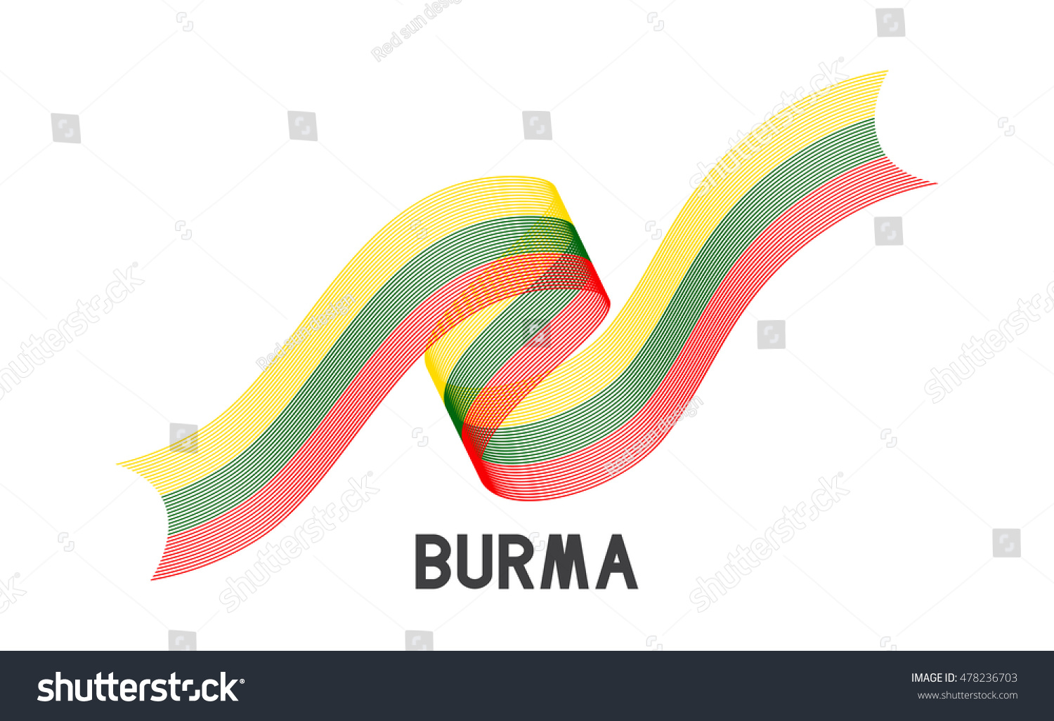 Burma Flag Abstract Burma Ribbons Isolated Stock Vector ...