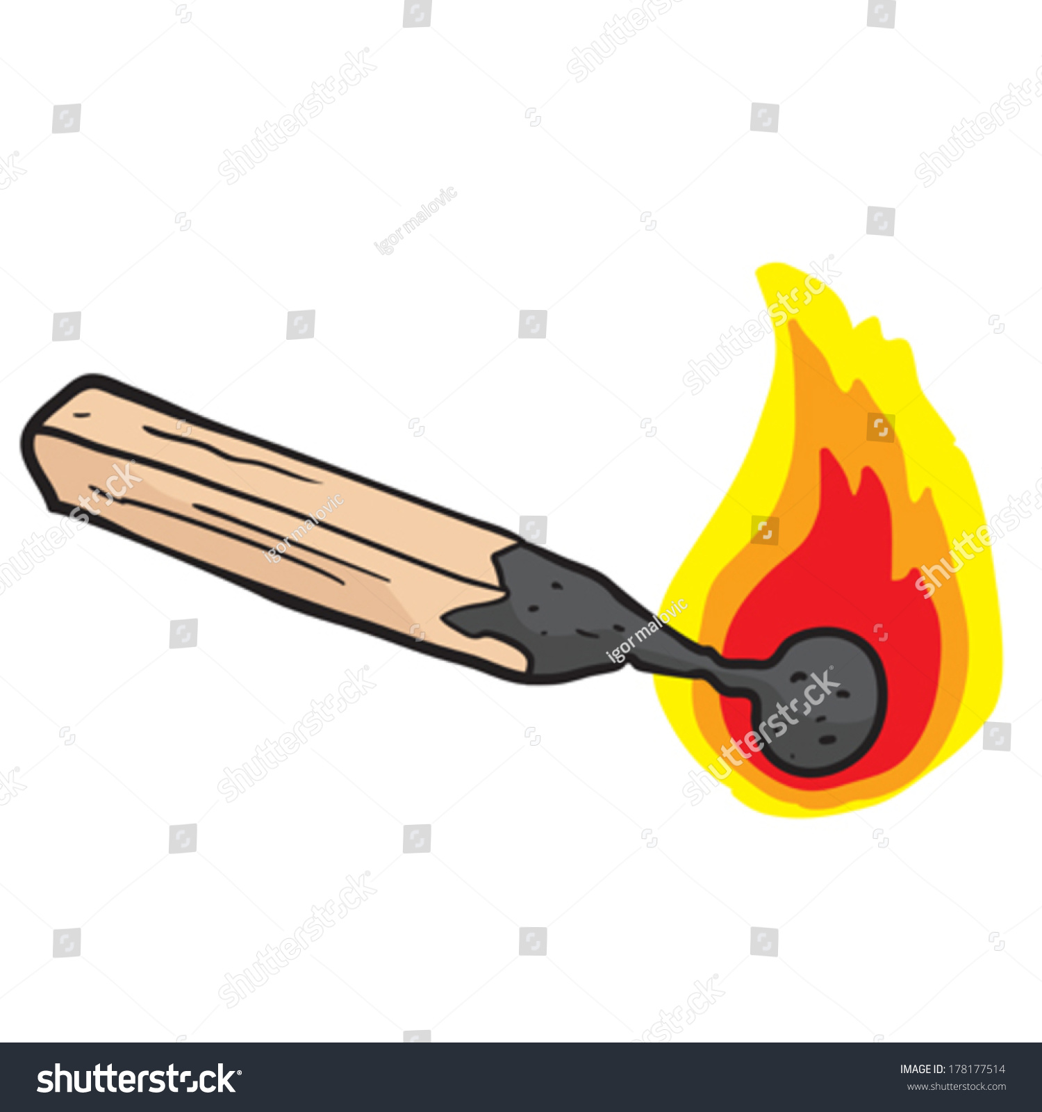 Burning Match Cartoon Doodle Stock Vector (Royalty Free) 178177514