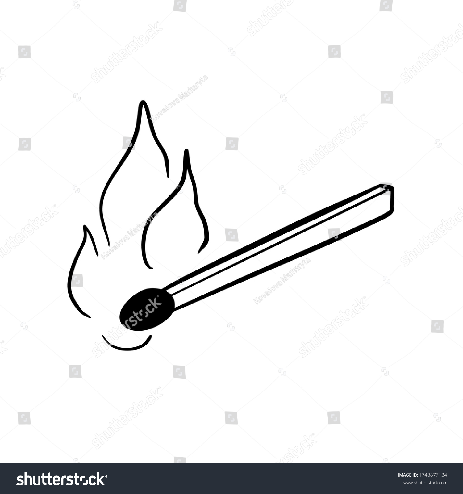Cartoon Burning Match Drawing Sketch for Adult