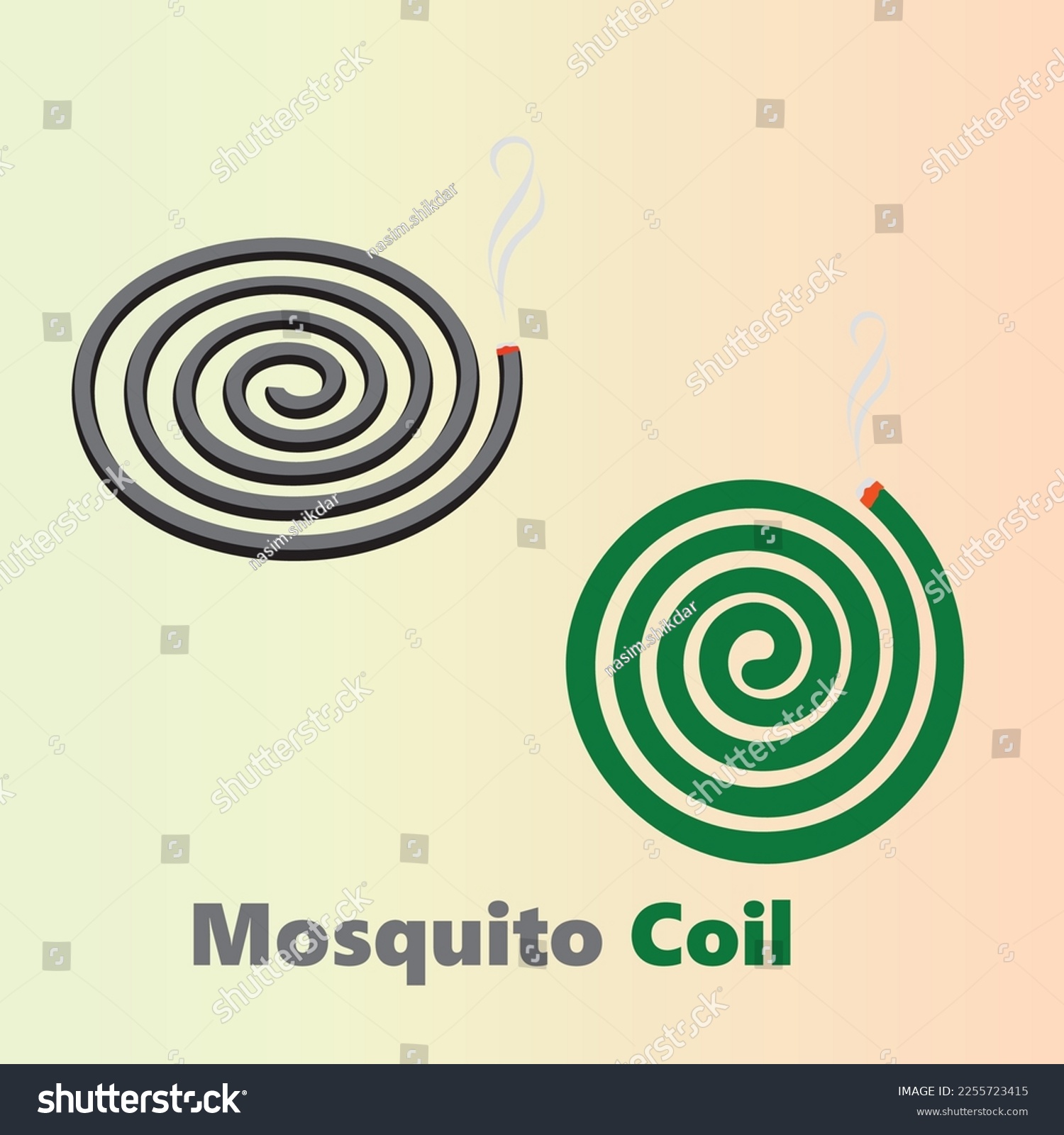 SVG of Burning mosquito coil with smoke. Mosquito Repellent Coil Icon, Bug, Insect Killer Smoldering Spiral Incense Vector Art Illustration.  svg