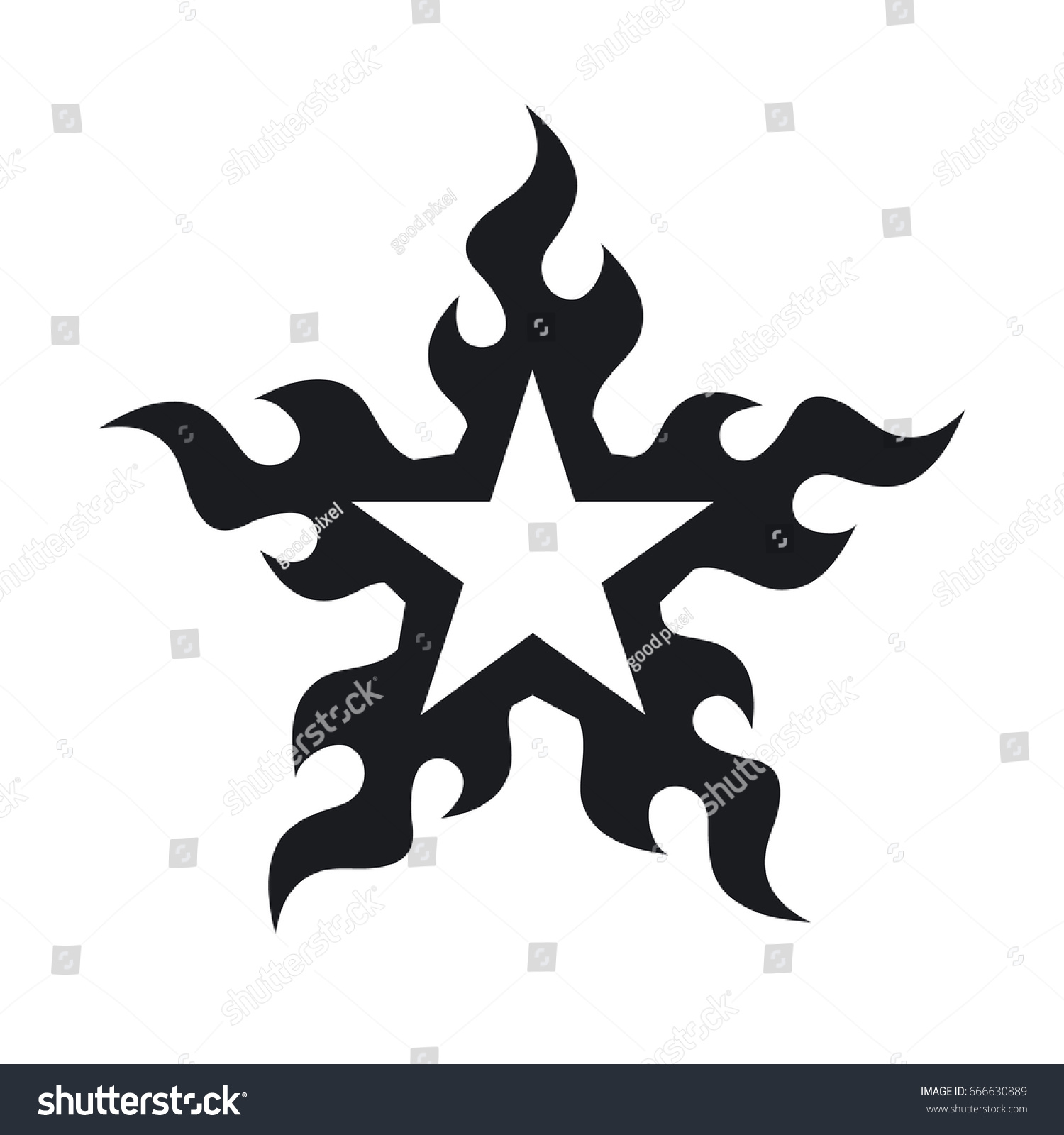 Burning Star Tribal Tattoo Vector Illustration Stock Vector (Royalty ...