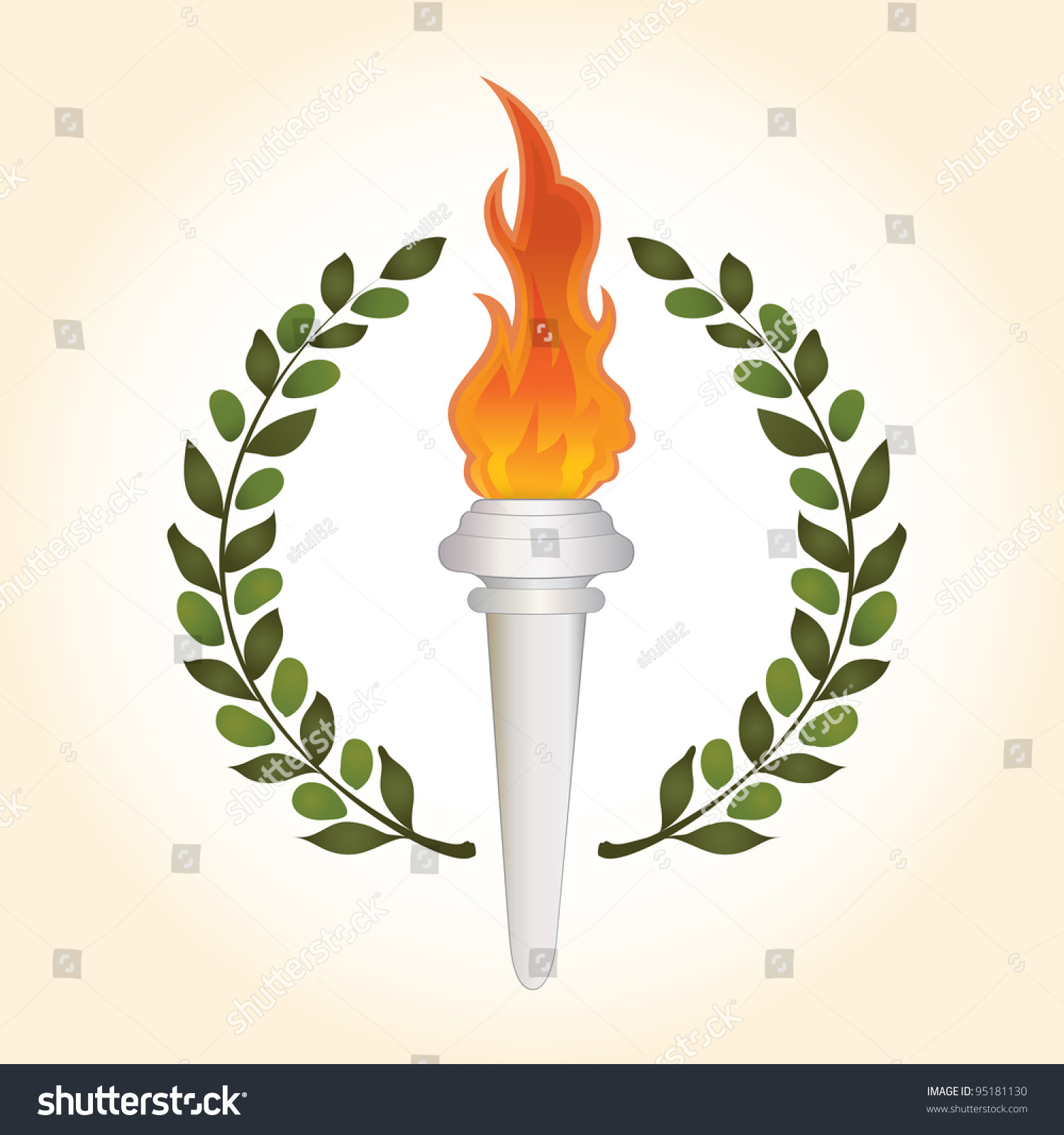 Burning Torch Olive Leaves Stock Vector 95181130 - Shutterstock