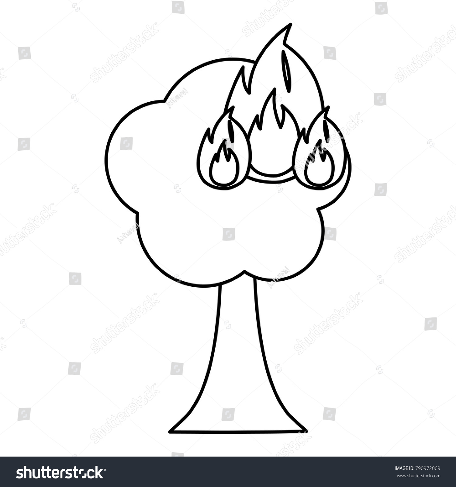 Burning Tree Cartoon Stock Vector Royalty Free 790972069 