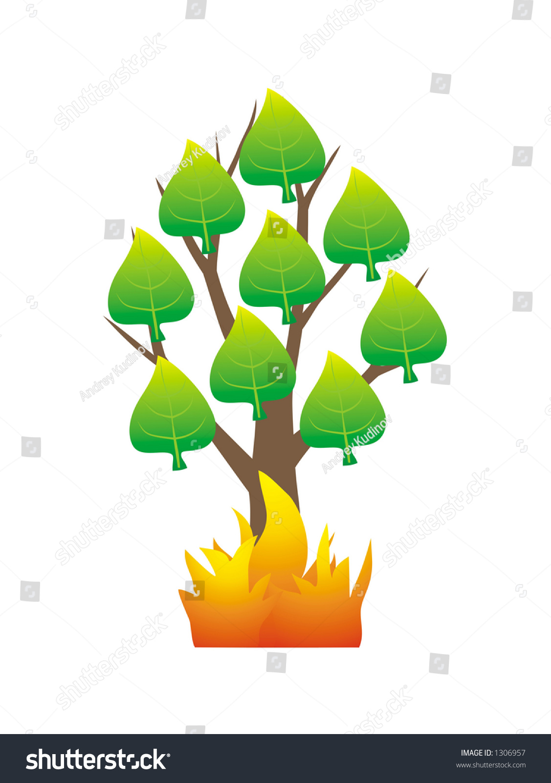 Burning Tree Illustration Stock Vector Royalty Free 1306957 