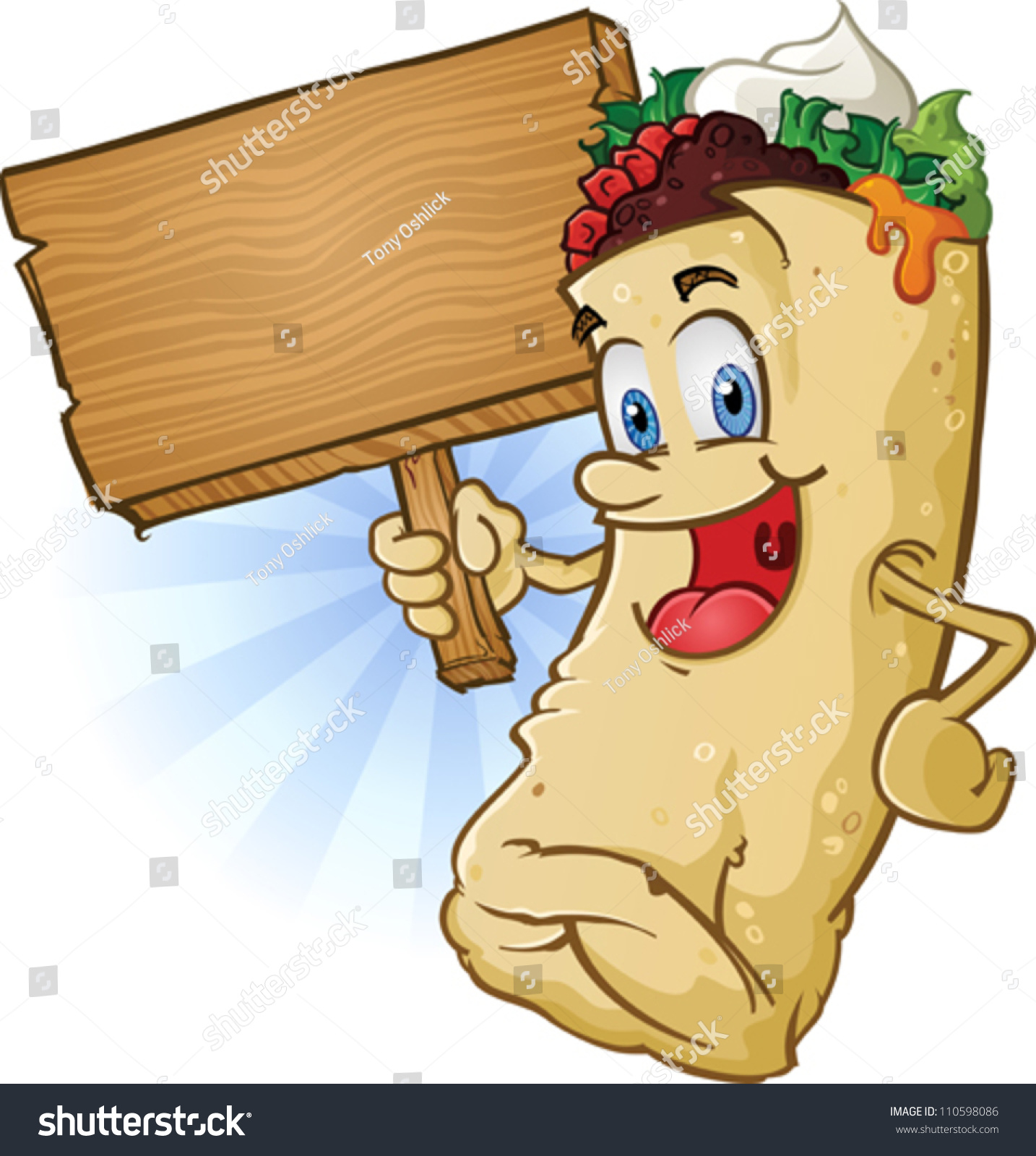 SVG of Burrito Cartoon Character Holding Sign svg