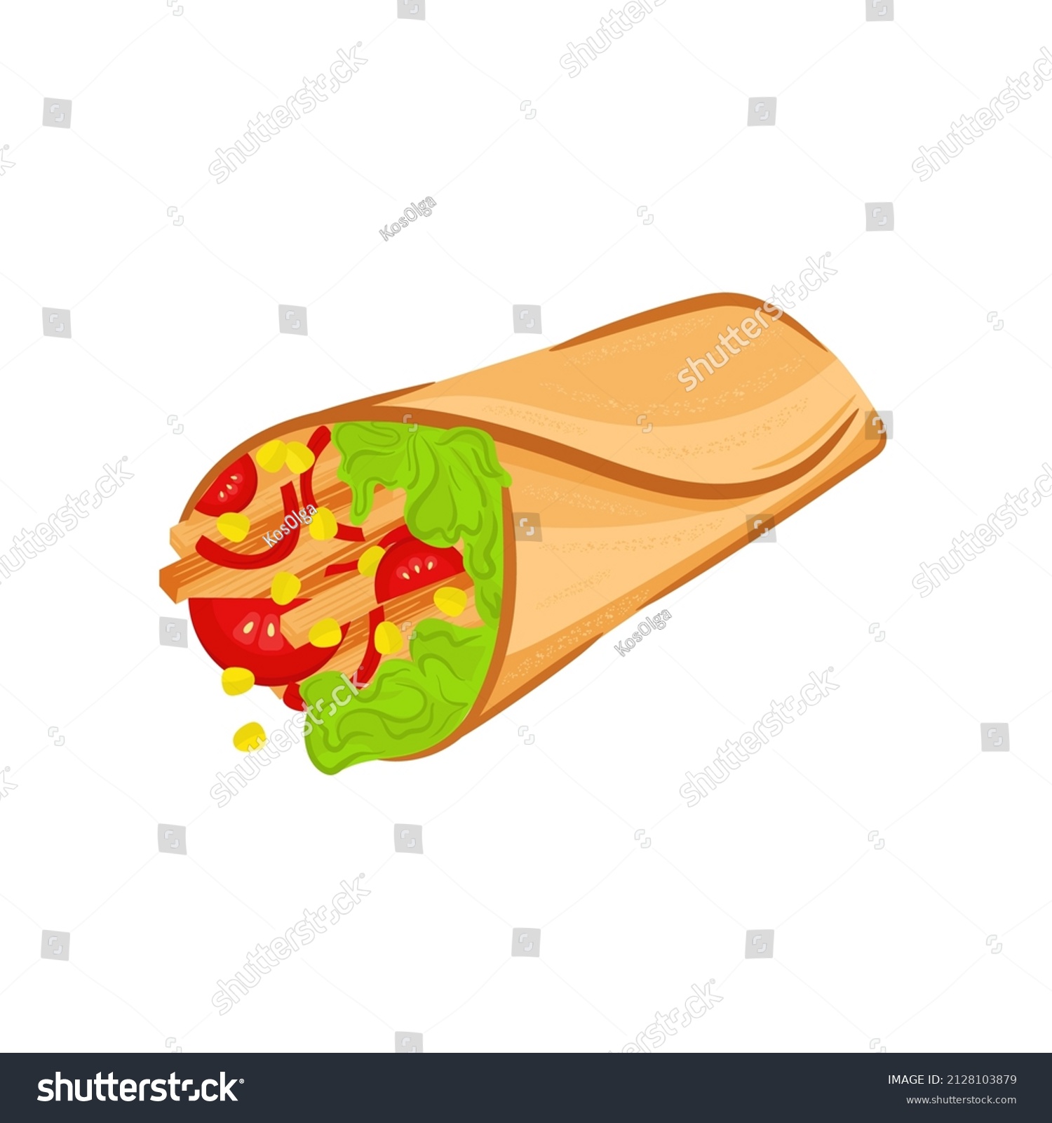 Burrito Mexican Dish Vector Color Drawing Stock Vector (Royalty Free ...