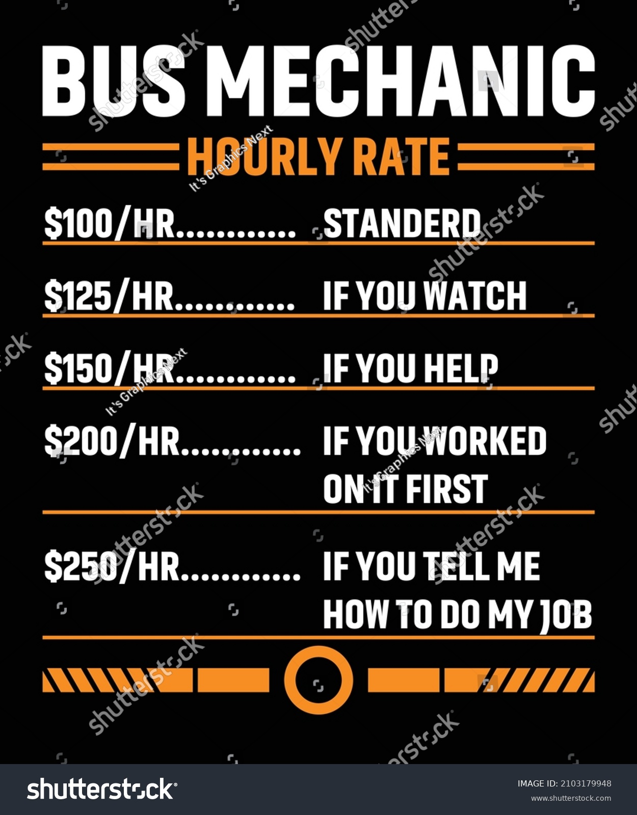 SVG of Bus Mechanic Hourly Rate T shirt svg