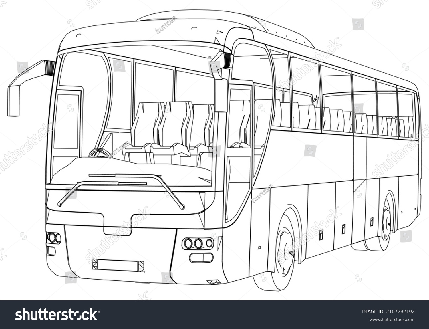 Bus Outline Vector Illustration Isolated On Stock Vector (Royalty Free ...