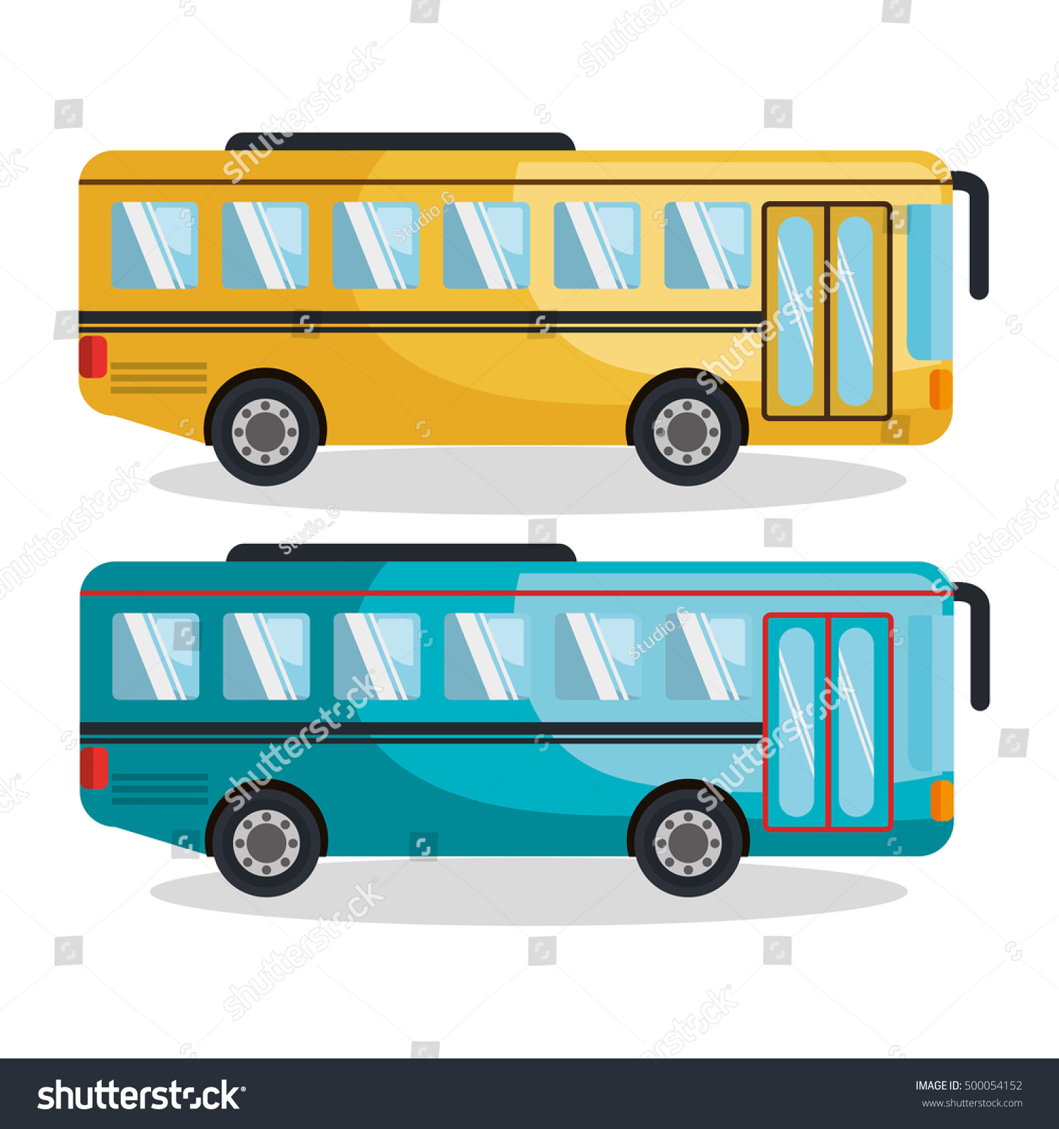 Bus Service Set Isolated Icons Stock Vector Illustration 500054152 ...