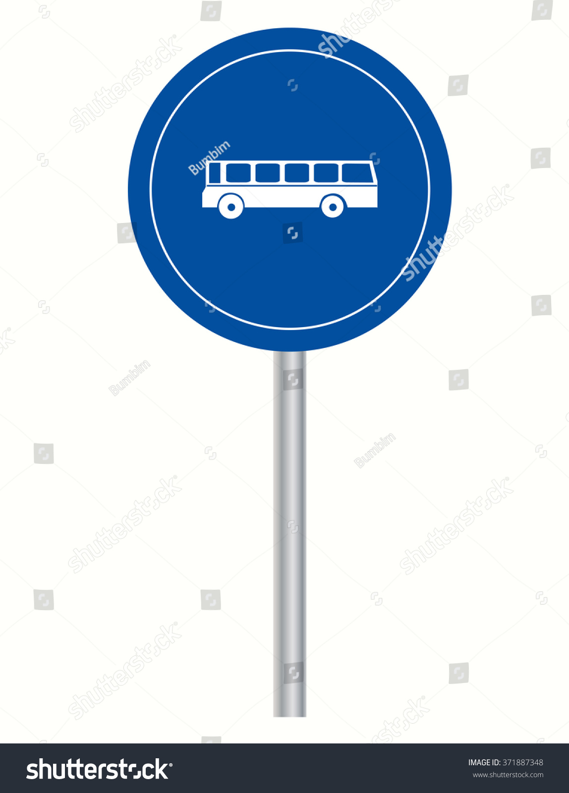 bus stop sign traffic road sign stock vector illustration 371887348