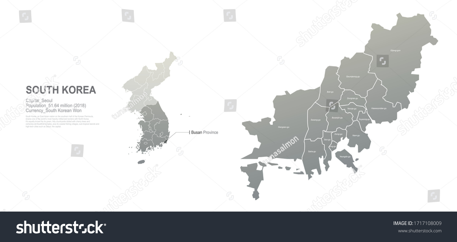 1 230 Busan Maps Images Stock Photos Vectors Shutterstock   Stock Vector Busan Map South Korea City Provinces Vector Map Series 1717108009 