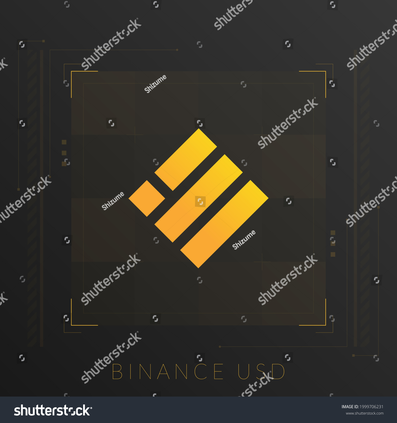 SVG of BUSD cryptocurrency colorful gradient logo with thin line decoration. svg
