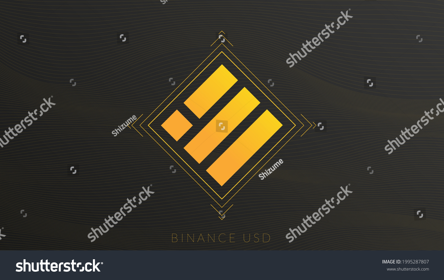 SVG of BUSD cryptocurrency logo on dark background with wavy thin lines. svg