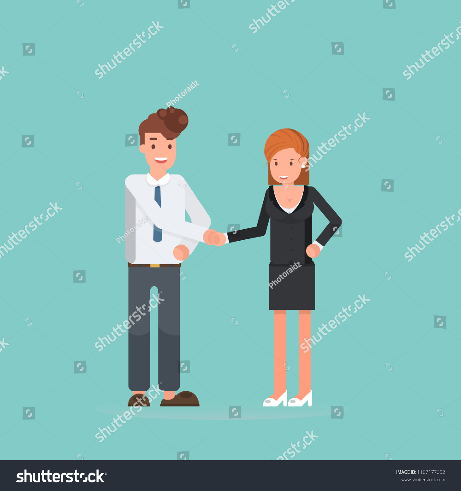 Busines Male Female Shake Hands Template Stock Vector (Royalty Free ...