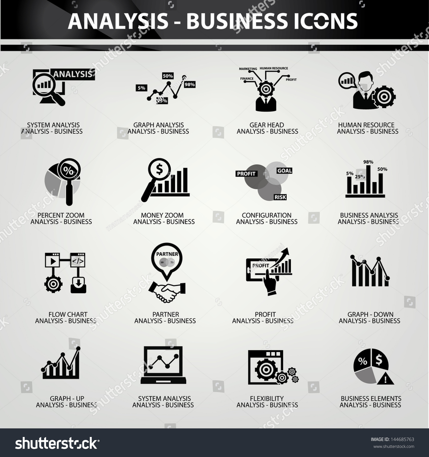 Business Analysis Concept Iconsblack Versionvector Stock Vector ...