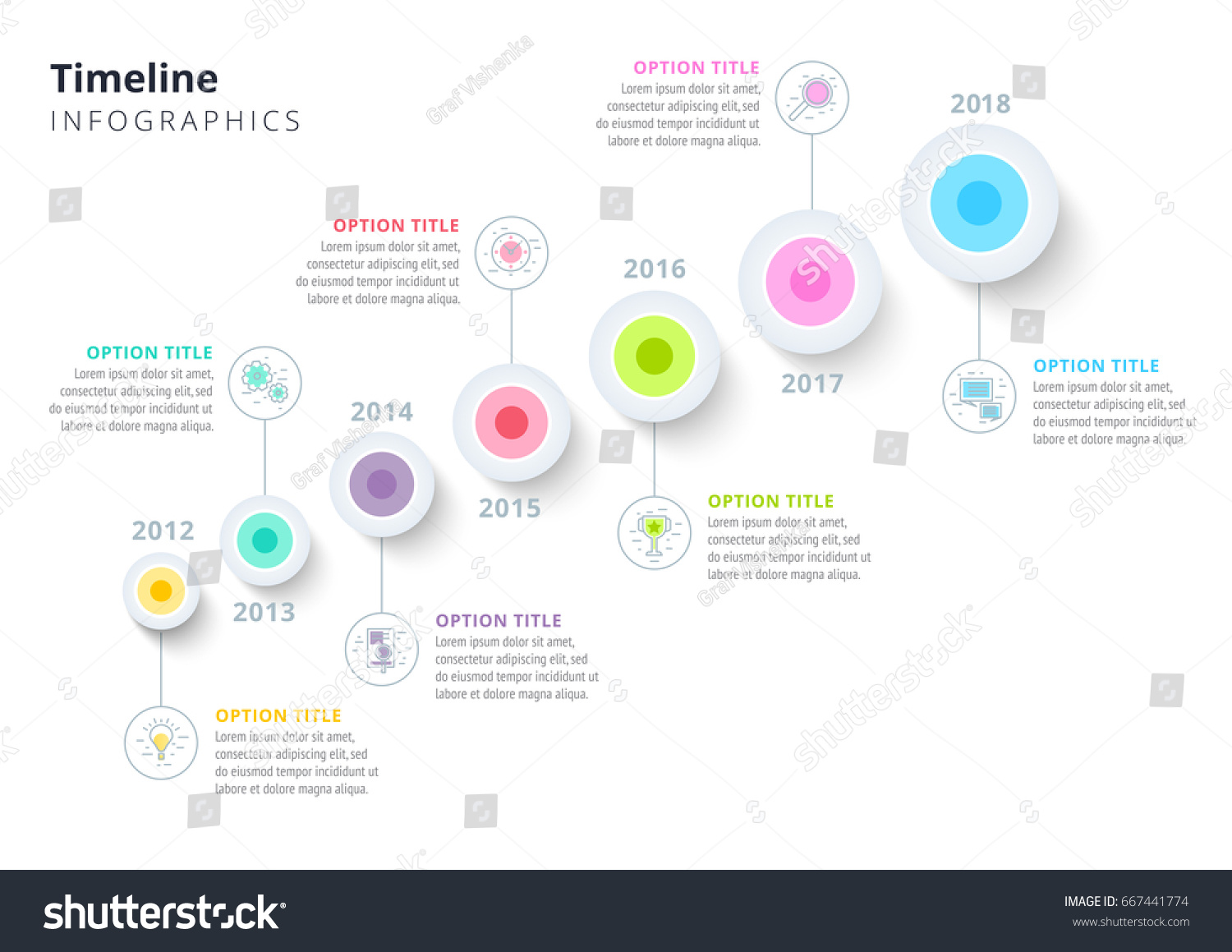 business annual timeline step circles infographics stock vector yearly timeline template