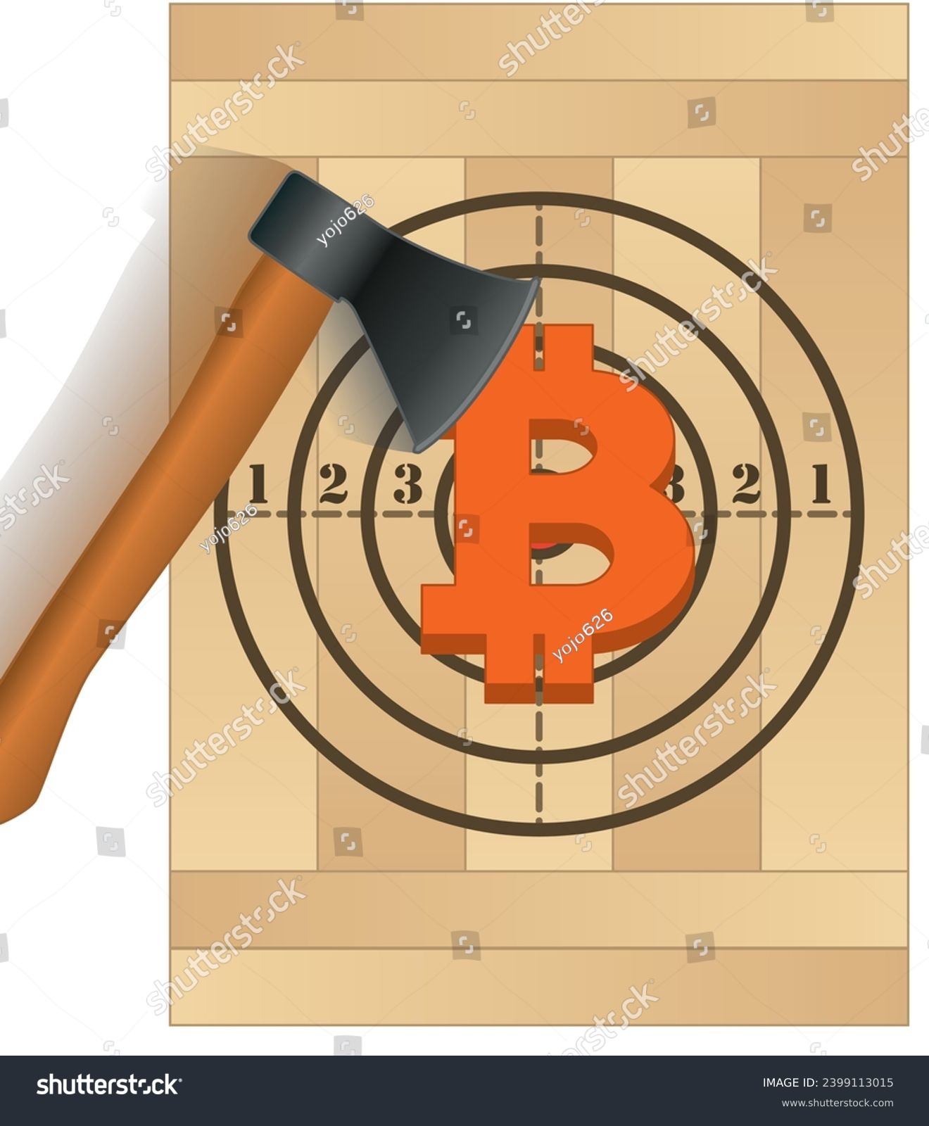 SVG of business, axe throwing showing motion aimed at bitcoin sign on target svg