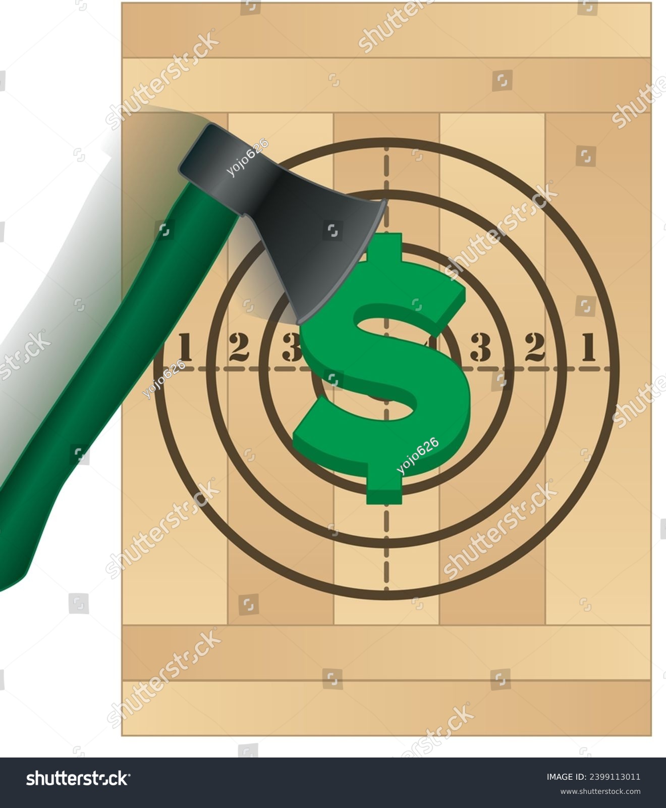 SVG of business, axe throwing showing motion aimed at dollar sign on target svg
