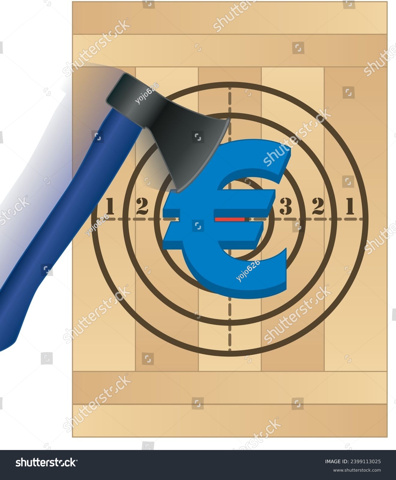 SVG of business, axe throwing showing motion aimed at euro sign on target svg