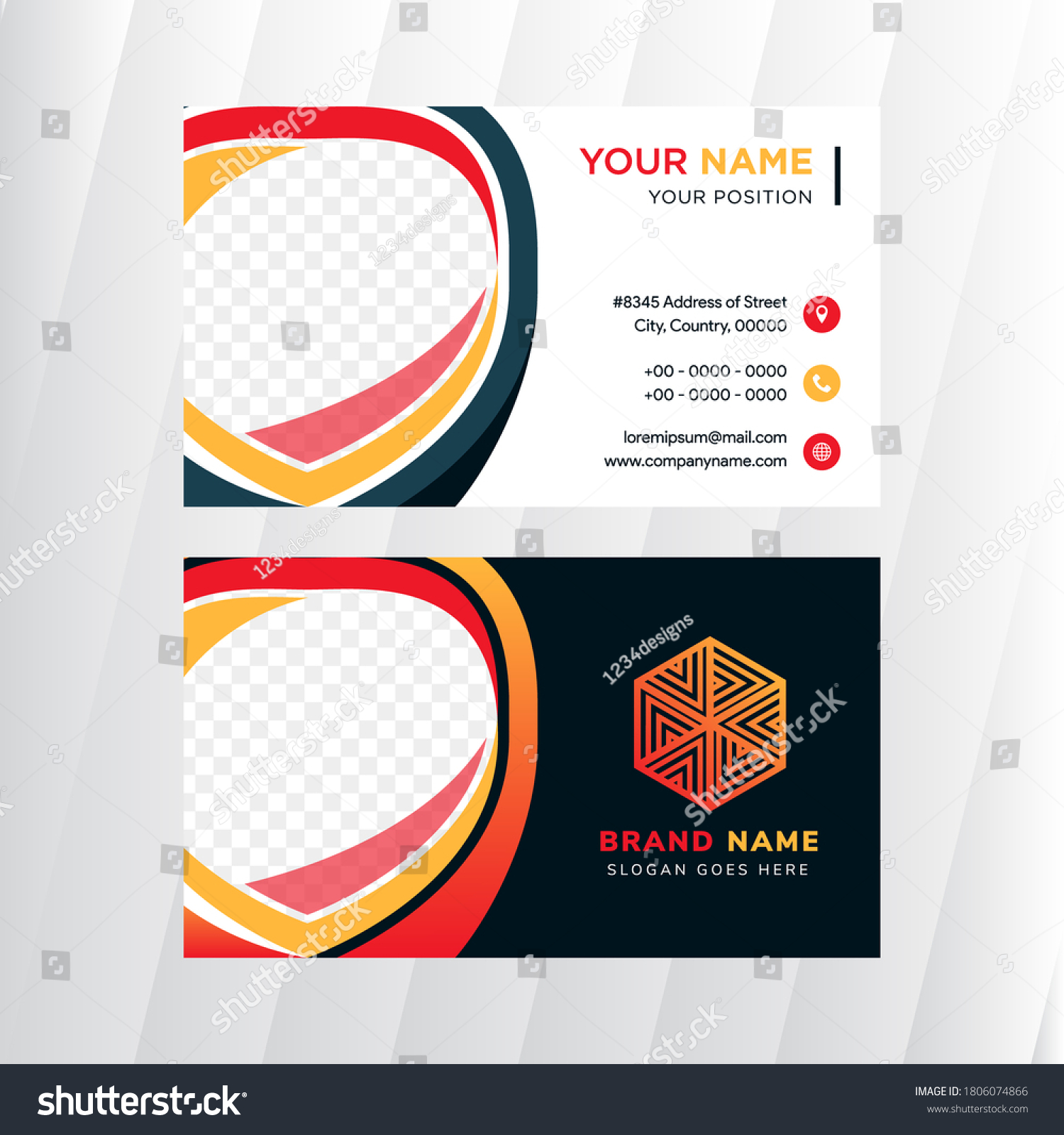 Business Card Design Template White Dark Stock Vector (Royalty Regarding Shield Id Card Template