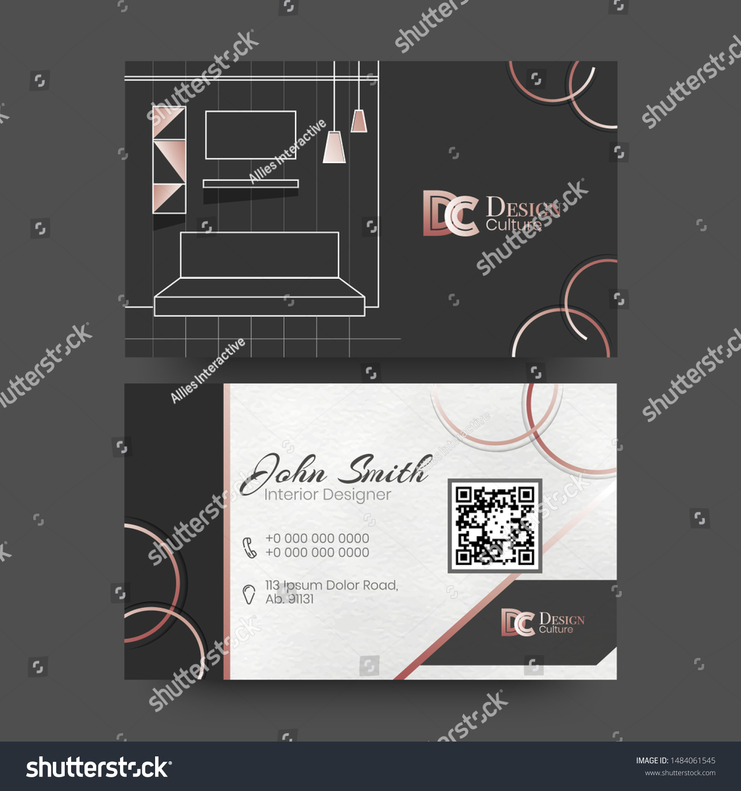 Business Card Interior Designer Decorator Design Stock Vector