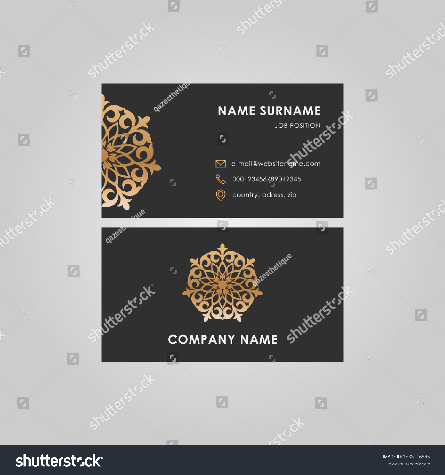 SVG of Business Card in oriental style, with elements of Kazakh design. svg