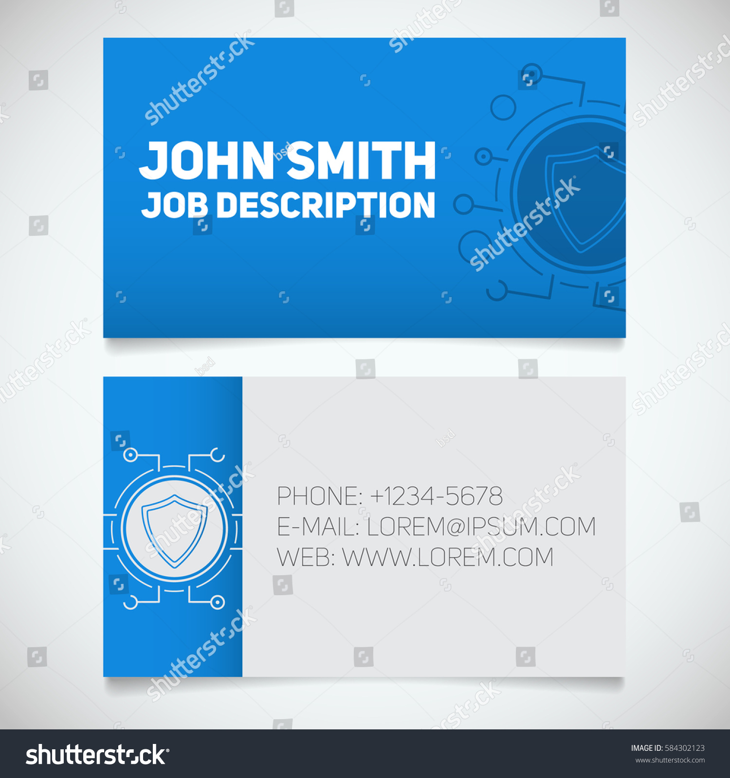 Business Card Print Template Protection Shield Stock Vector With Shield Id Card Template