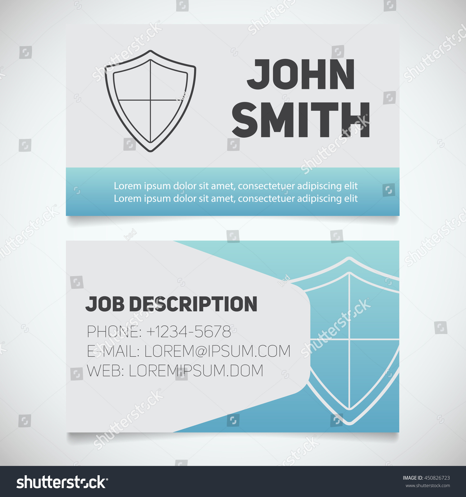 Business Card Print Template Shield Logo Stock Vector (Royalty Within Shield Id Card Template