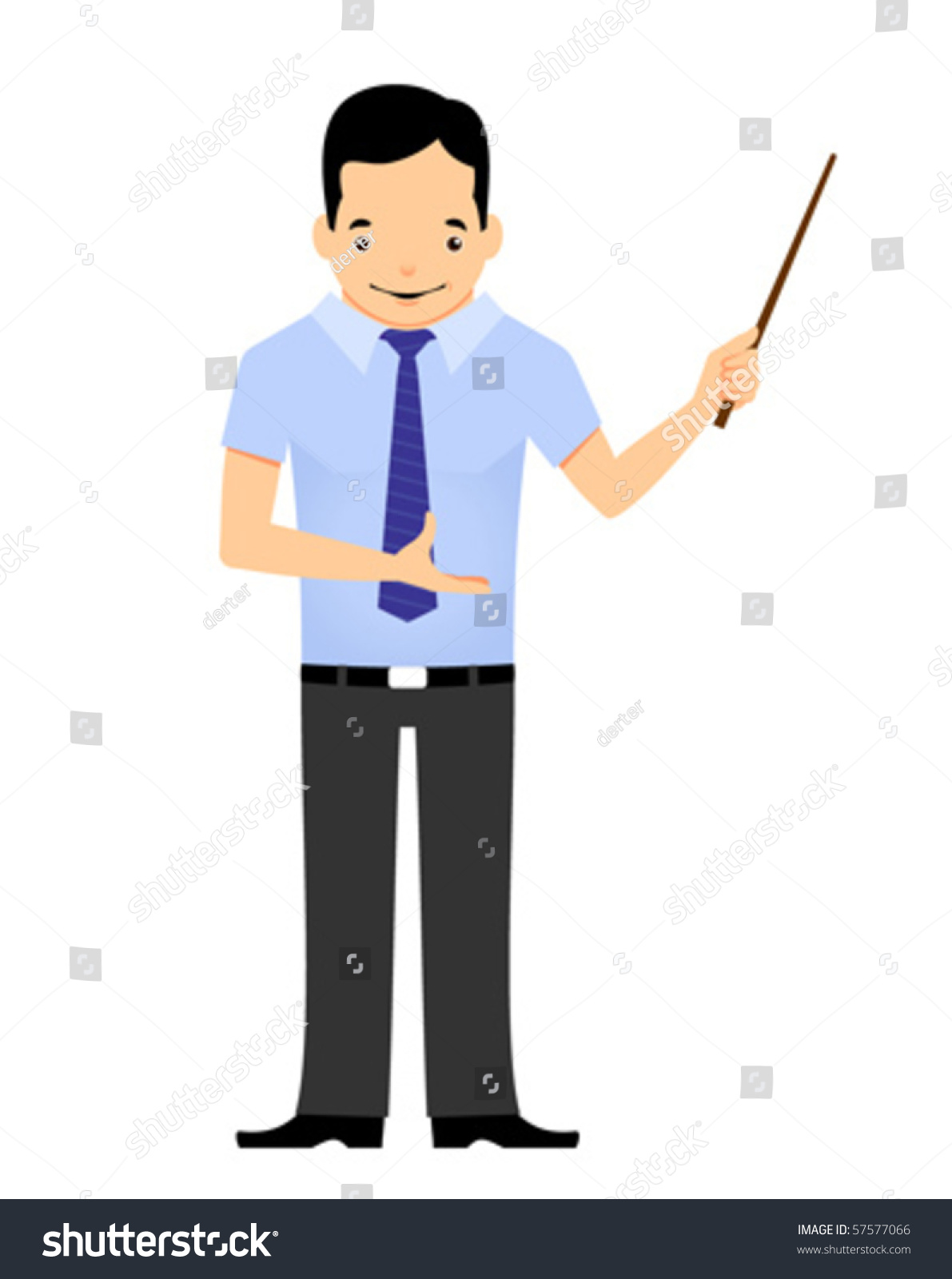 teacher pointing with stick, blue shirt clip art preview