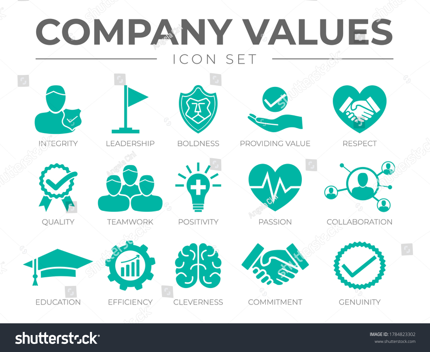 Business Company Values Icon Set Integrity Stock Vector (Royalty Free ...