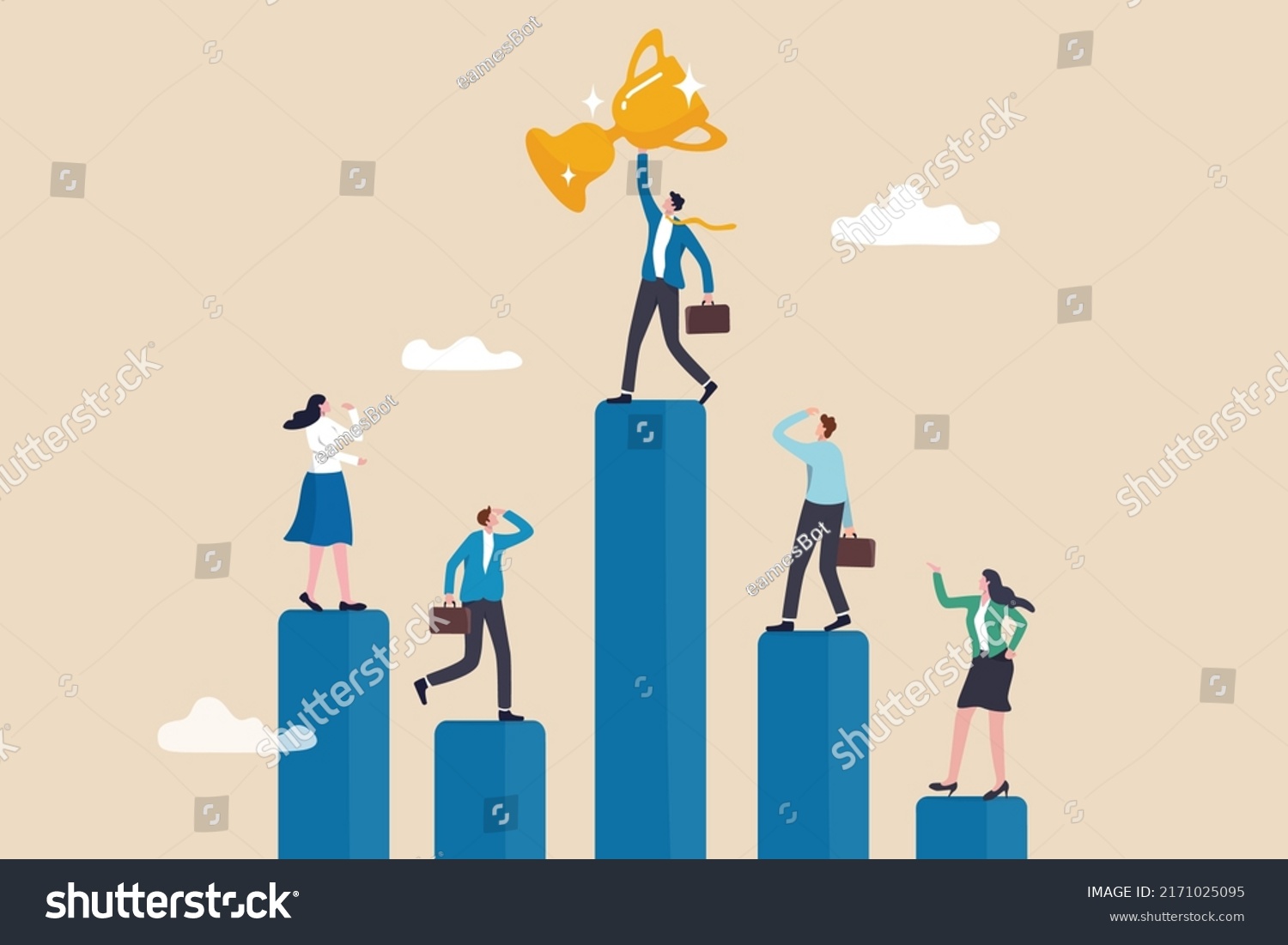 SVG of Business competition, performance comparison chart between company profit or employee, winner and loser in contest, achievement concept, business people compete on performance graph with one winner. svg