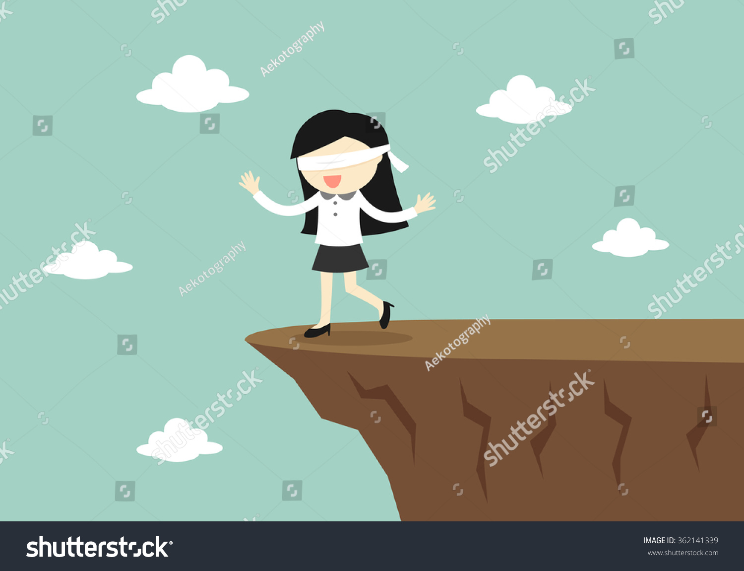 Business Concept Blindfolded Businessman Walking Cliff Stock Vector ...