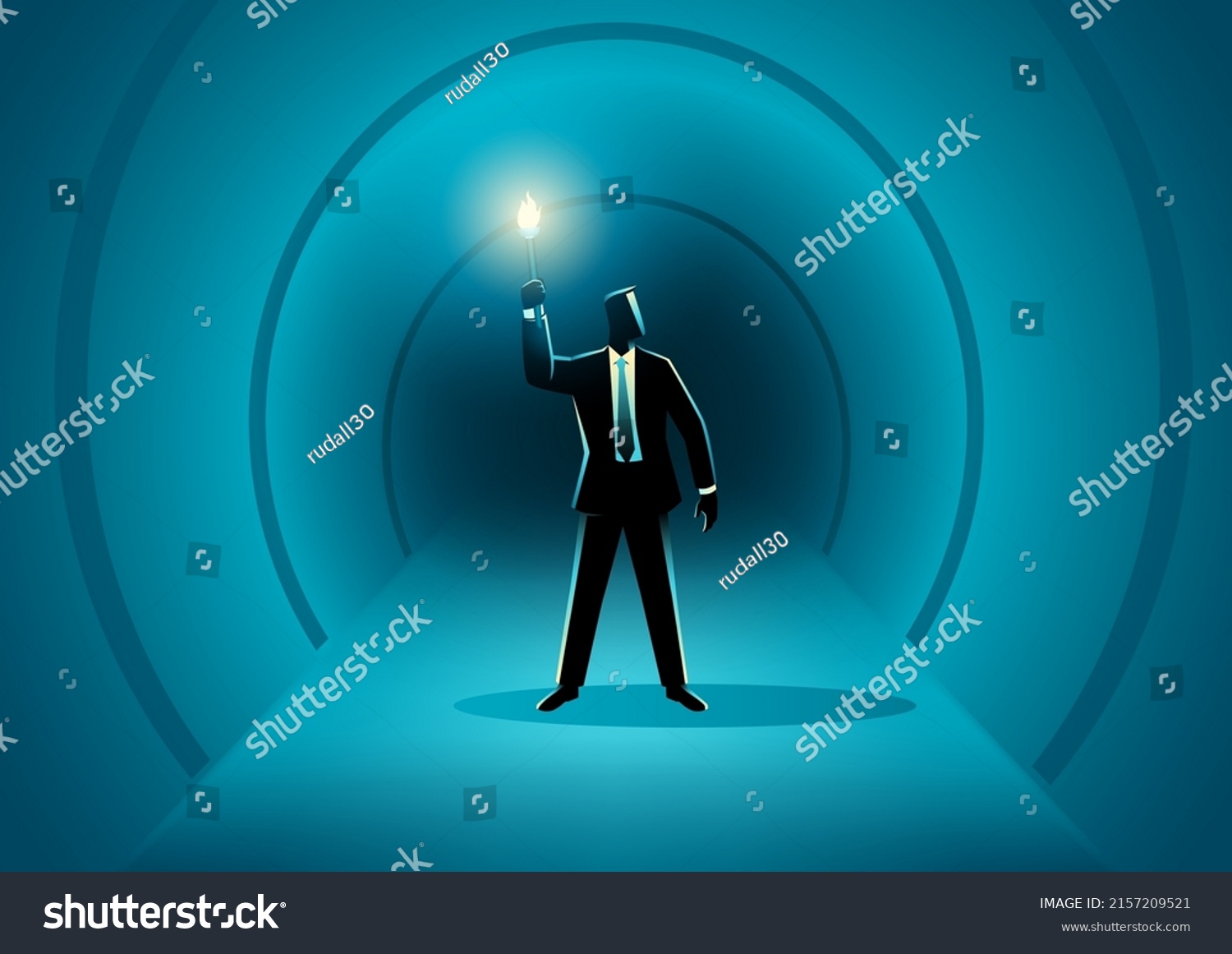 Business Concept Businessman Walking Dark Tunnel Stock Vector (Royalty ...