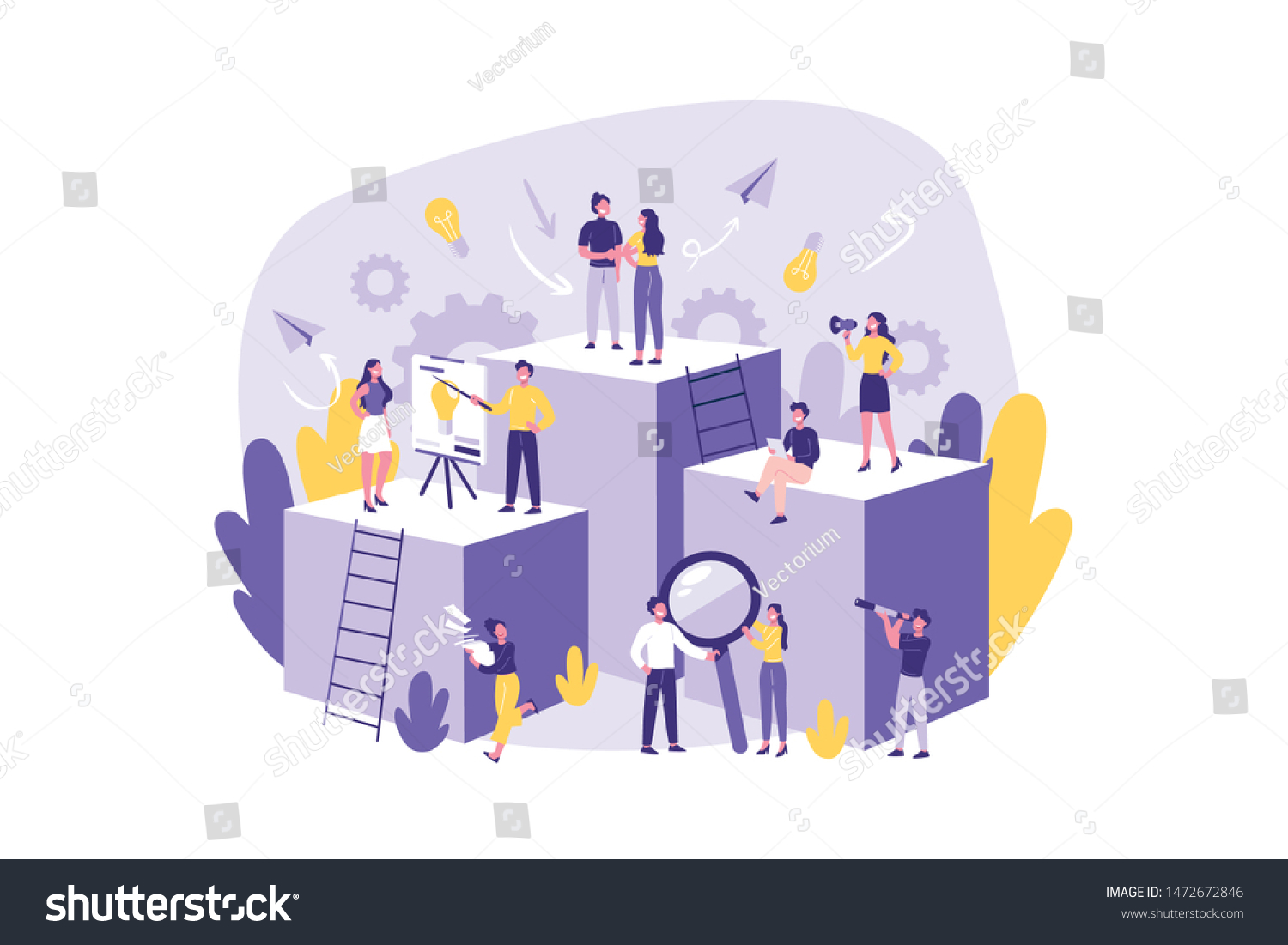 Business Concept Teamwork Cooperation Big Team Stock Vector (Royalty ...