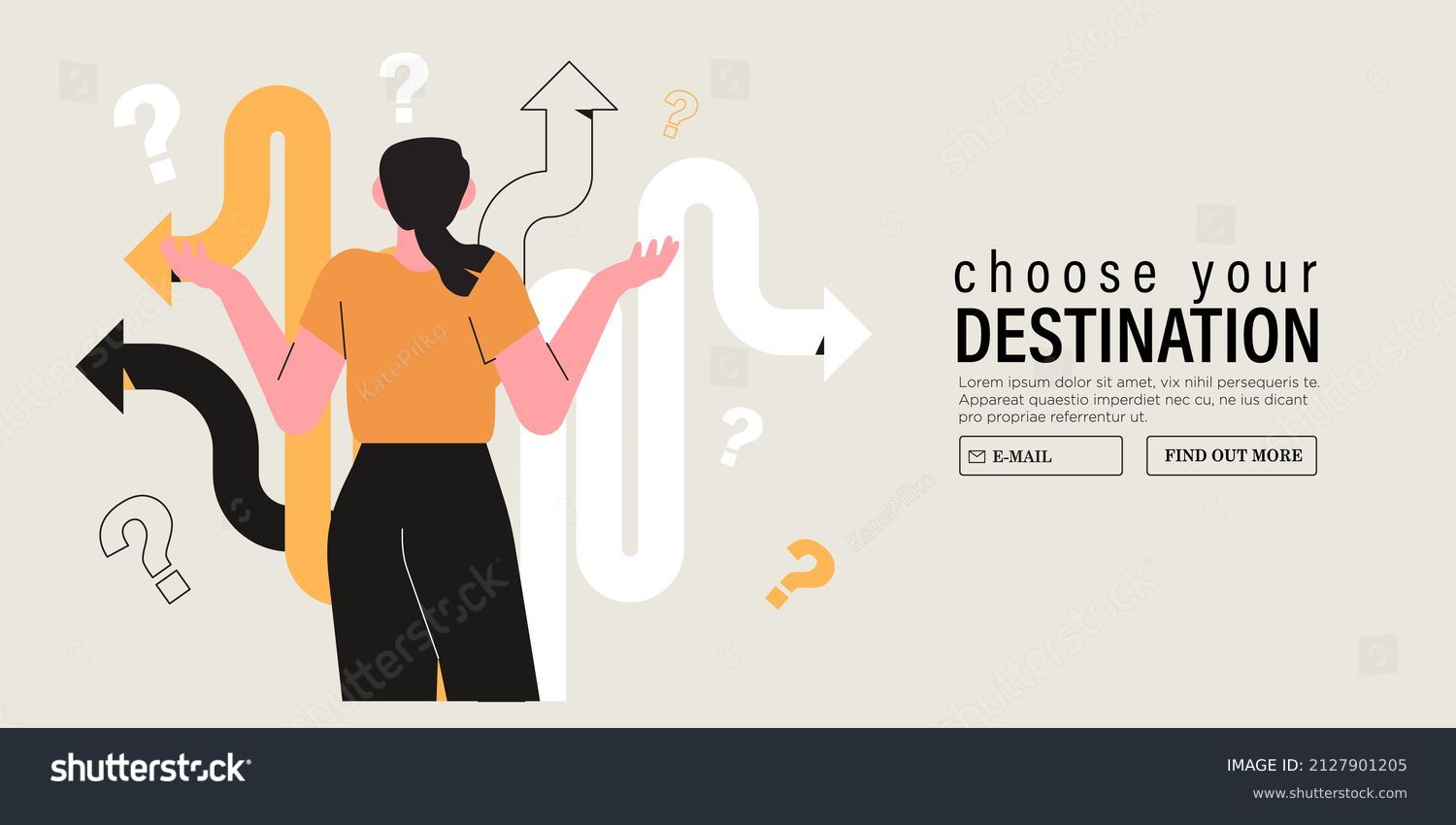 SVG of Business decision making, career path, work direction or choose the right way to success concept, confusing woman or student looking at crossroad sign with question mark and think which way to go. svg