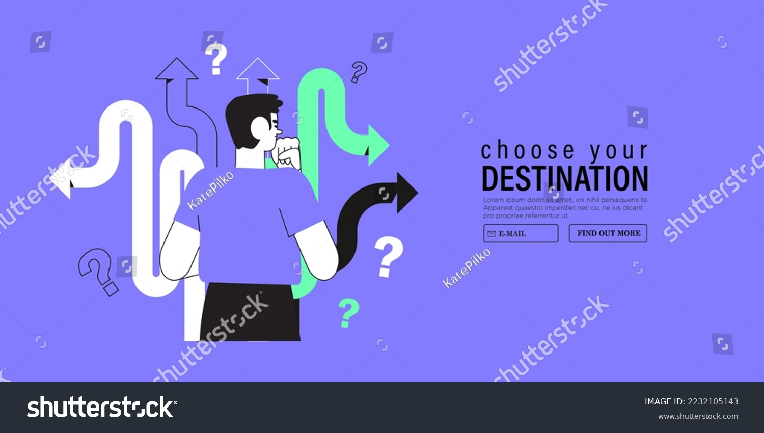 SVG of Business decision making, career path, work direction or choose the right way to success concept, confusing man or student looking at crossroad sign with question mark and think which way to go. svg