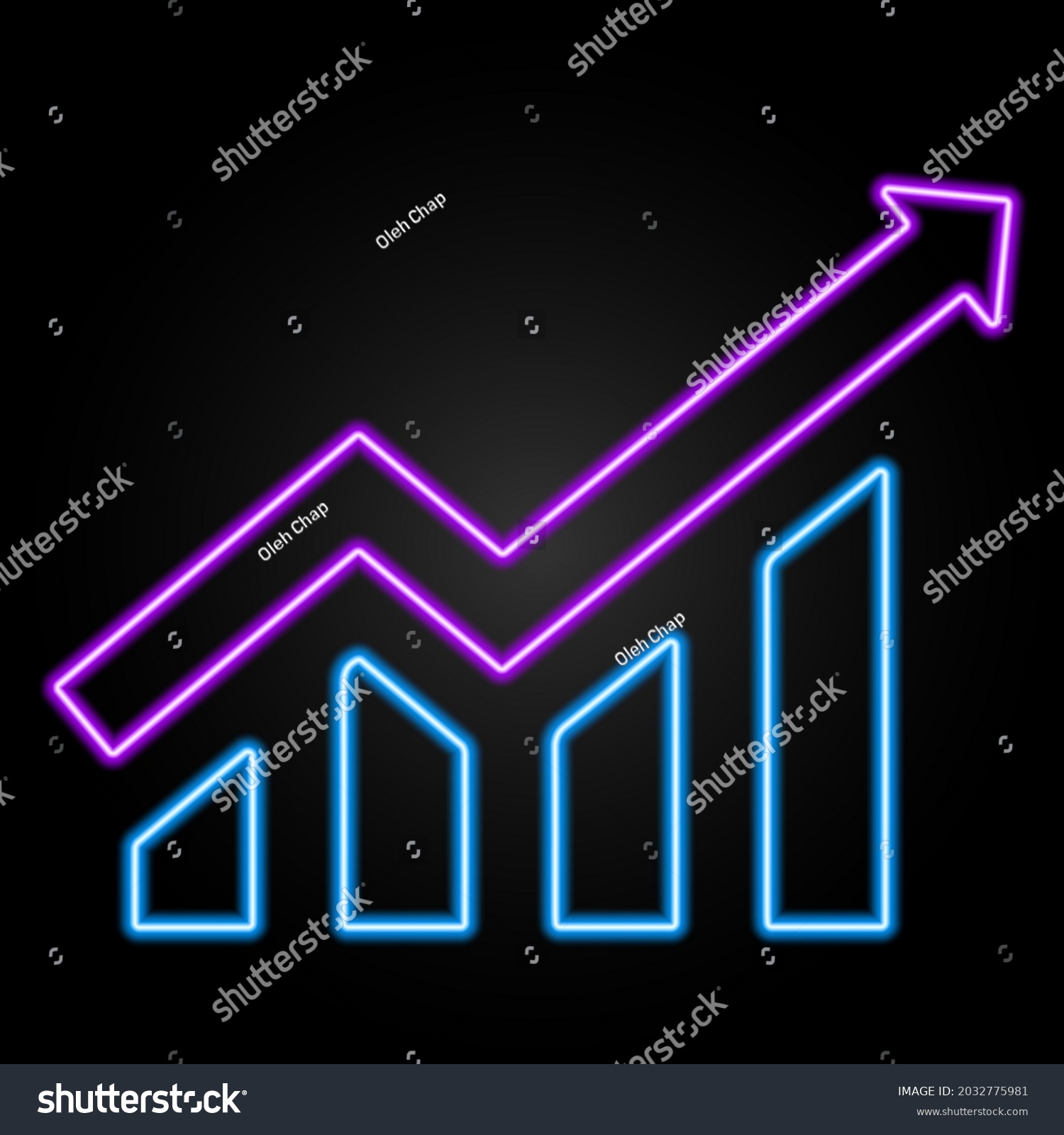 SVG of Business diagram neon sign, modern glowing banner design, colorful trend of modern design on black background. Vector illustration. svg