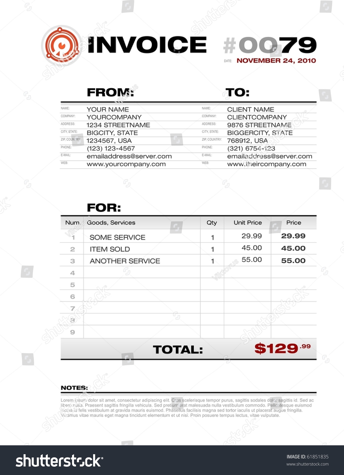 Business Document Invoice Template Stock Vector 61851835 - Shutterstock