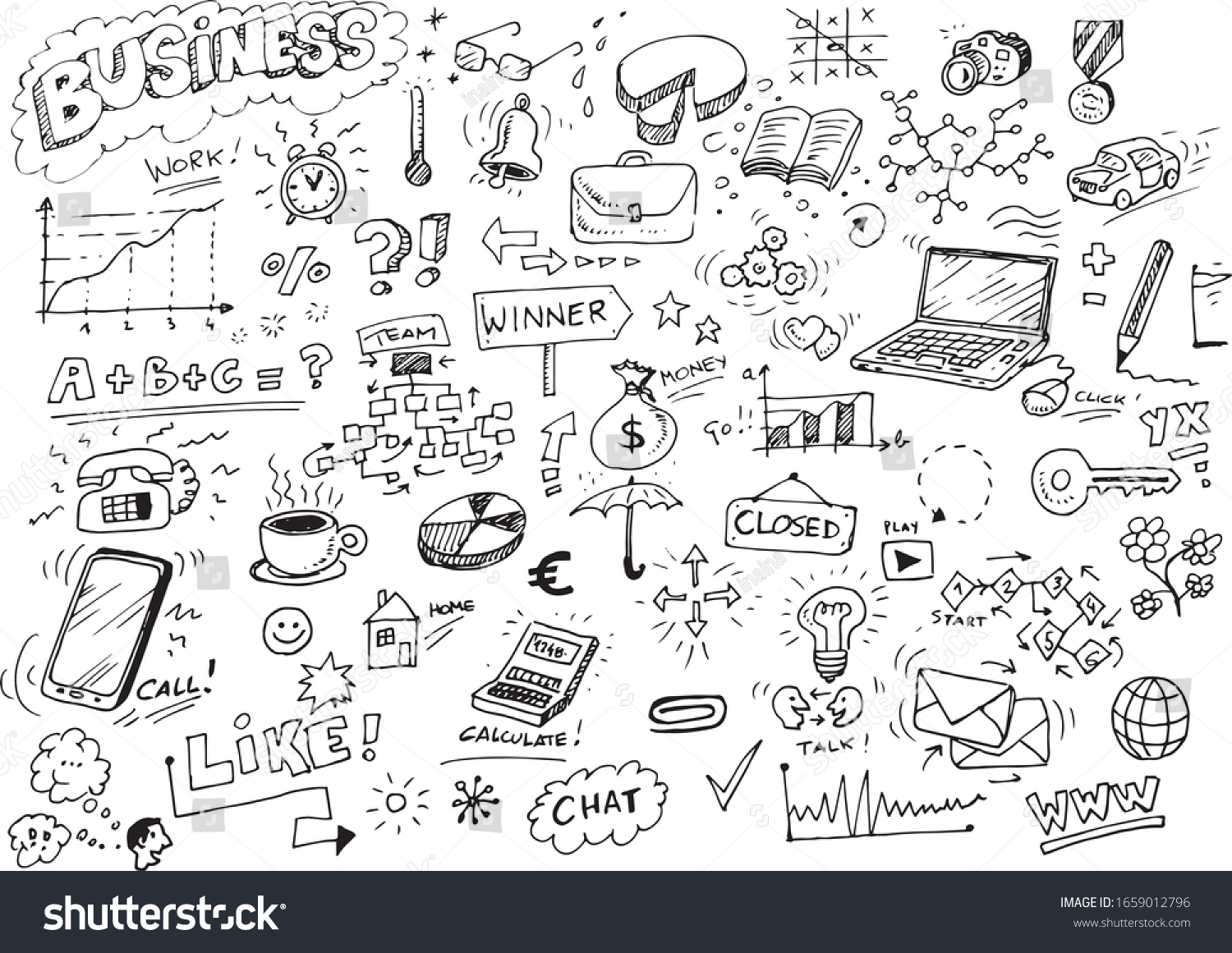 Business Doodles Handdrawn Sketch Set Stock Vector (Royalty Free ...