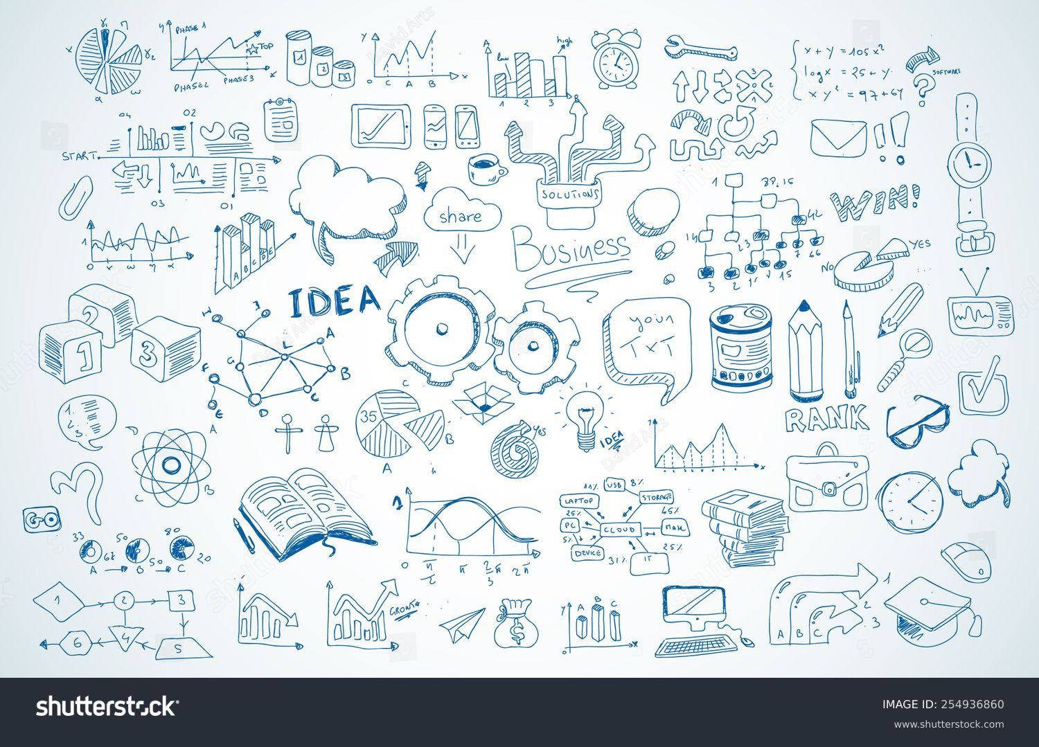 Business Doodles Sketch Set : Infographics Elements Isolated, Vector ...