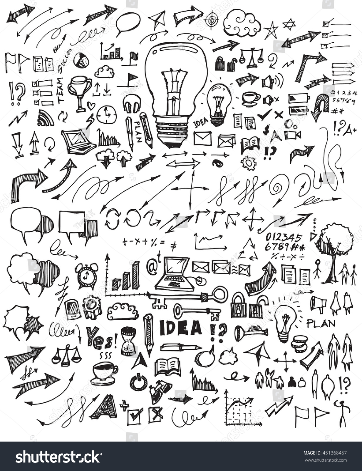 Business Doodles Sketch Vector Ink Stock Vector (royalty Free) 451368457