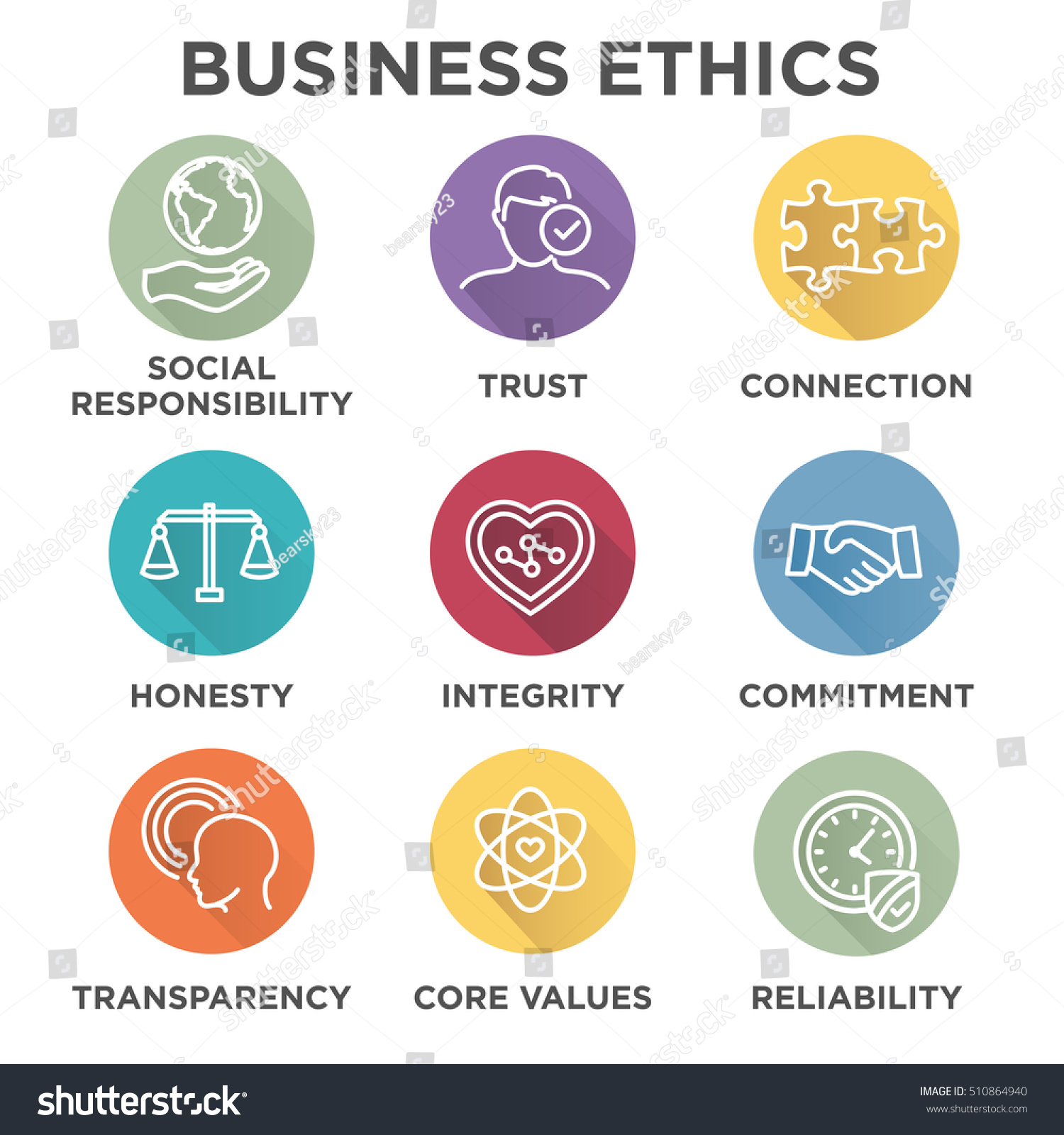 Business Ethics Icon Set Social Responsibility Stock Vector 510864940 ...