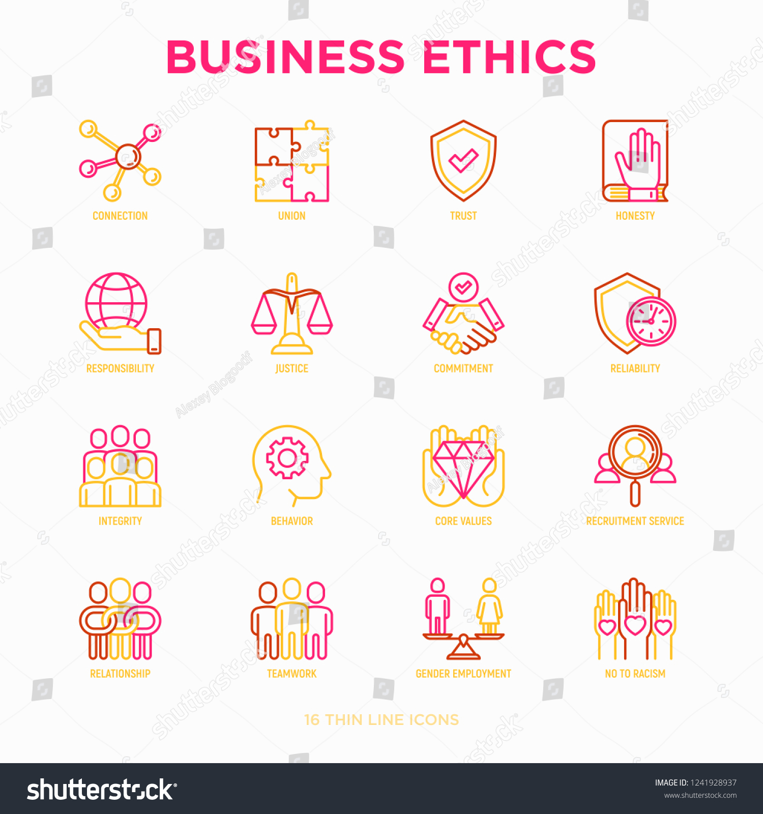 Business Ethics Thin Line Icons Set Stock Vector (Royalty Free ...