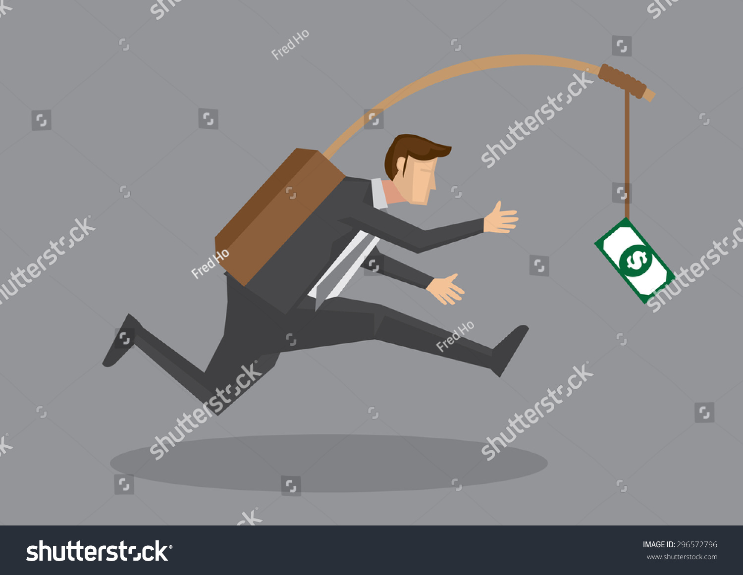 Business Executive Running After Dangling Dollar Stock Vector (Royalty ...