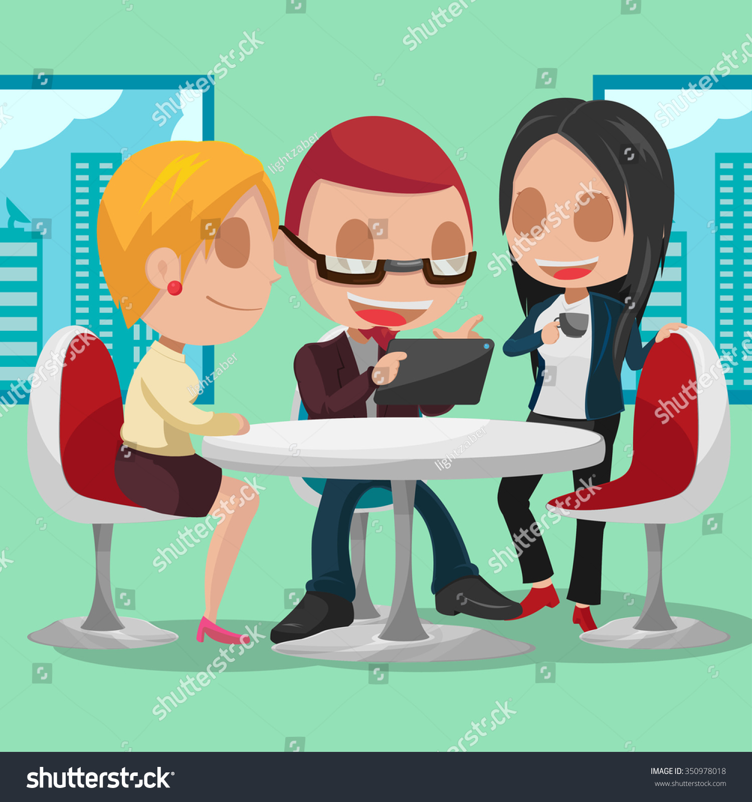 Business Group Cartoon Character Meeting Vector Stock Vector 350978018 ...
