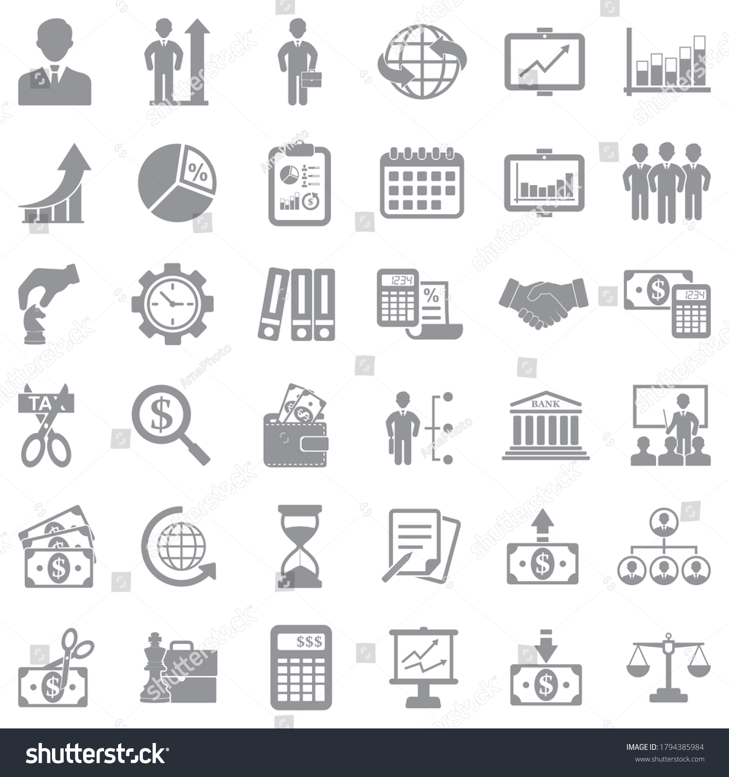 Business Icons Gray Flat Design Vector Stock Vector (Royalty Free ...