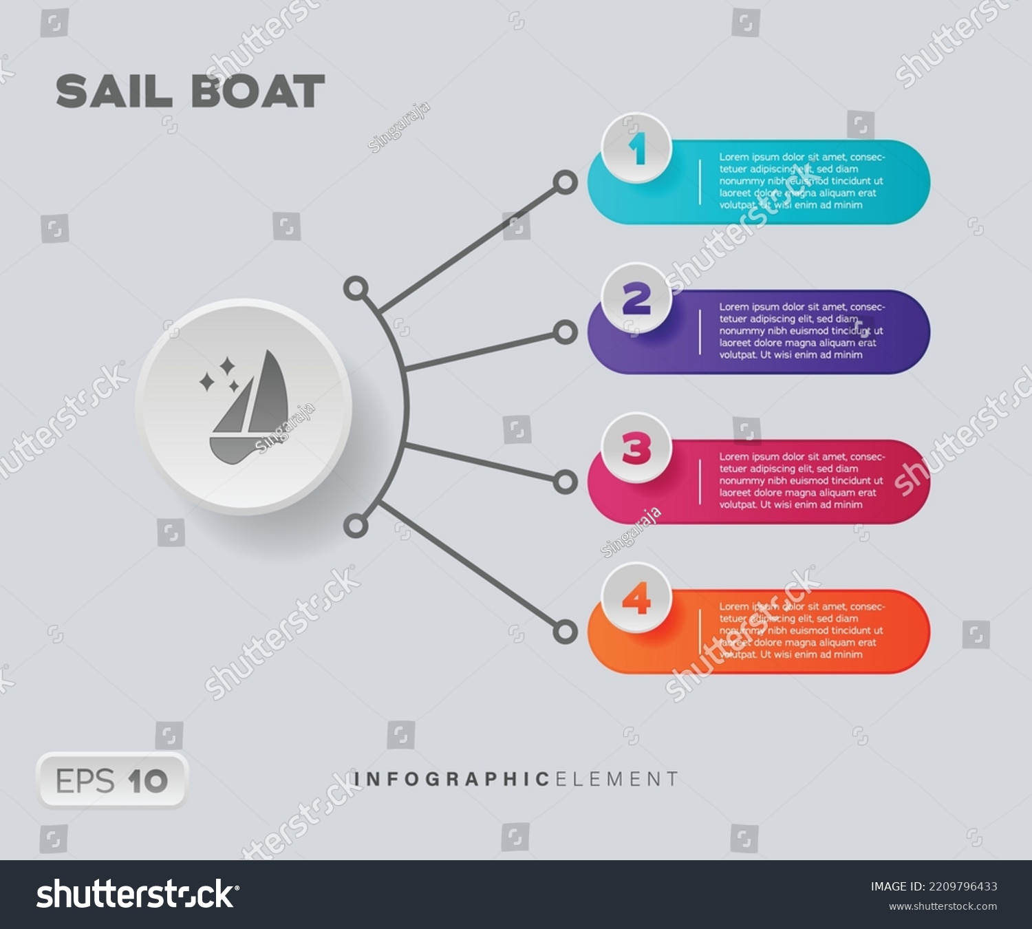 SVG of Business infographic Sailboat design template with icons and 4 steps. Can be used for workflow layout, diagrams, annual reports, web design svg