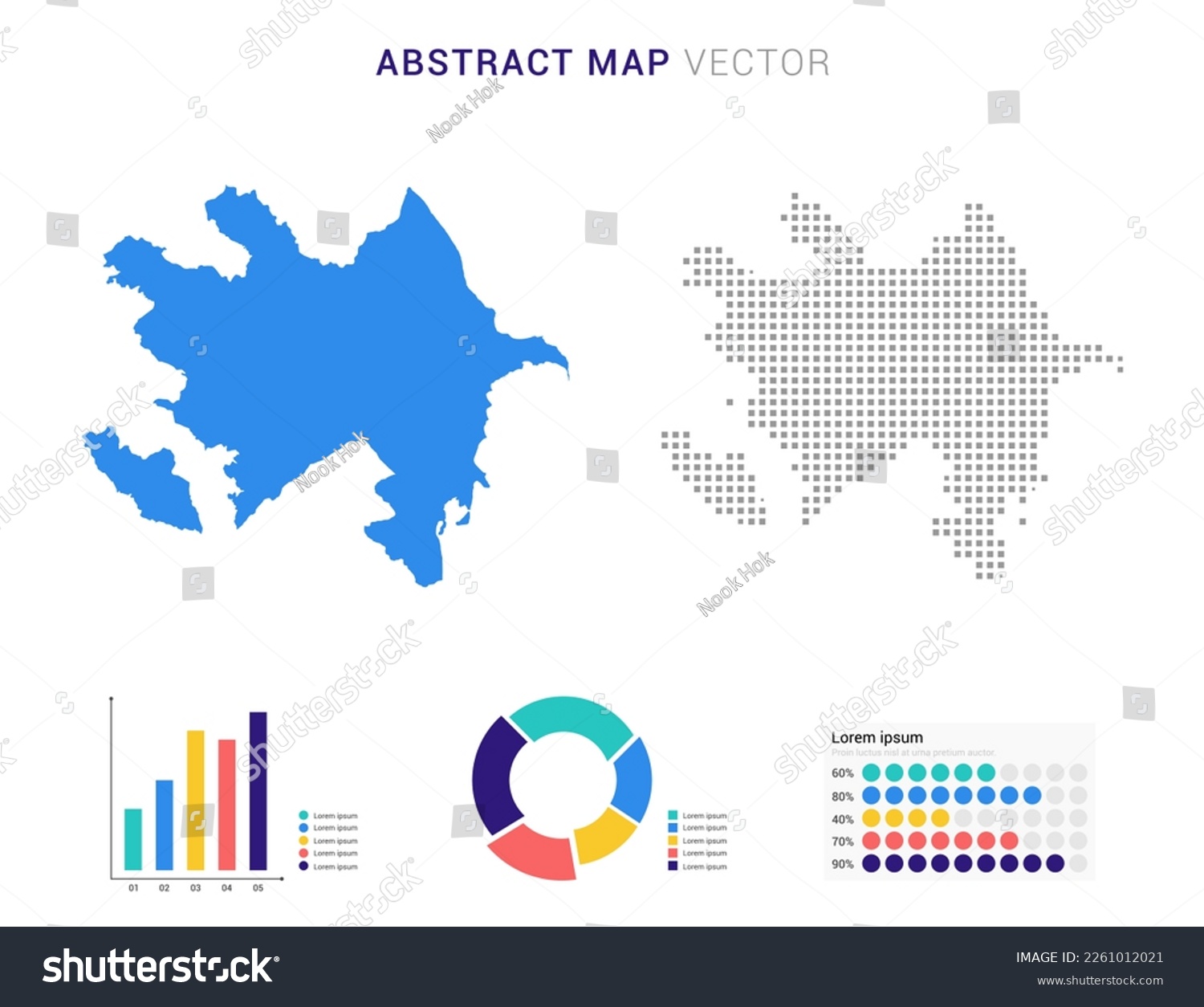 SVG of Business Infographic with map of Azerbaijan abstract set blue dotted map  vector illustration. svg